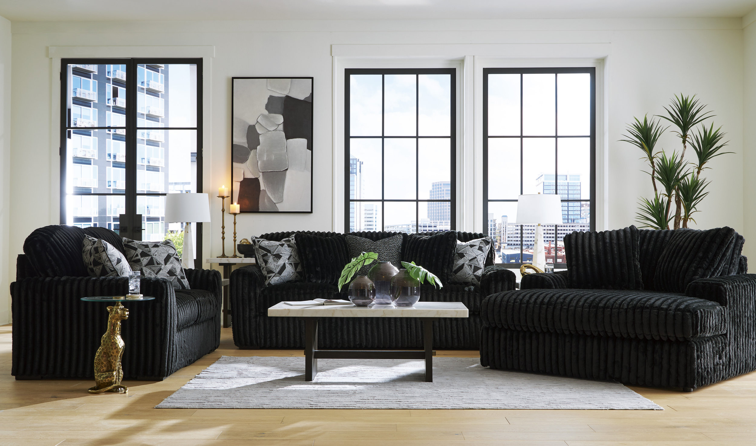 Midnight-Madness Polyester Living Room Set
