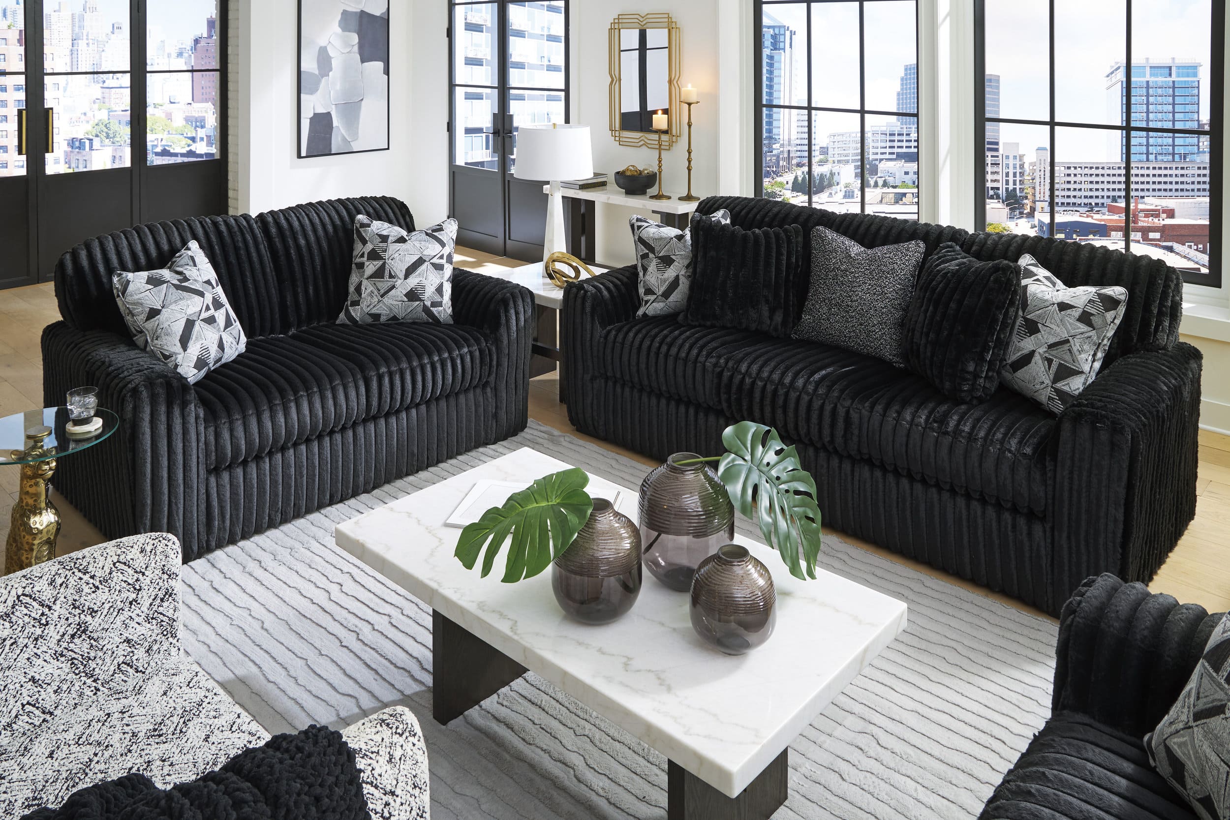 Midnight-Madness Polyester Living Room Set