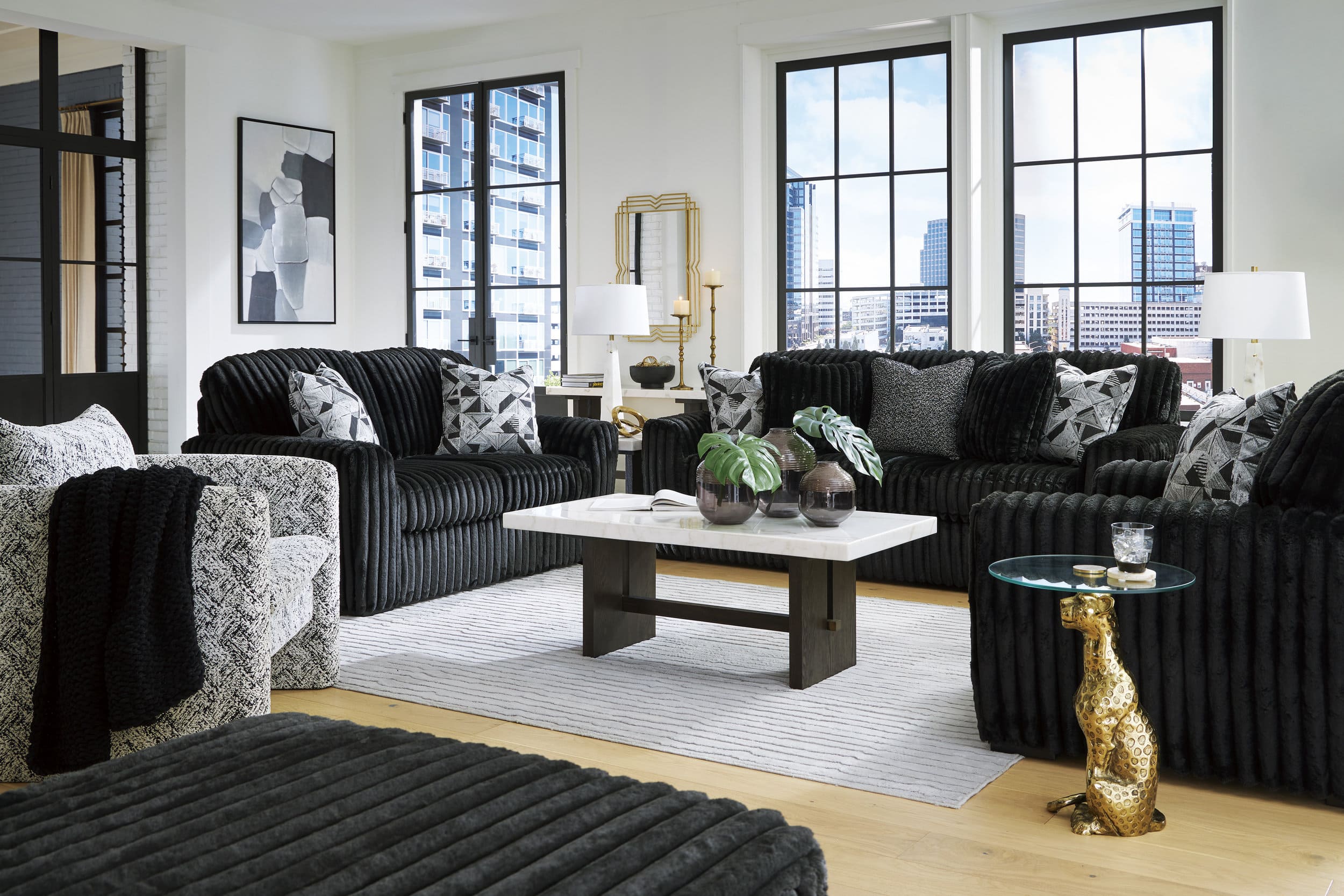 Midnight-Madness Polyester Living Room Set