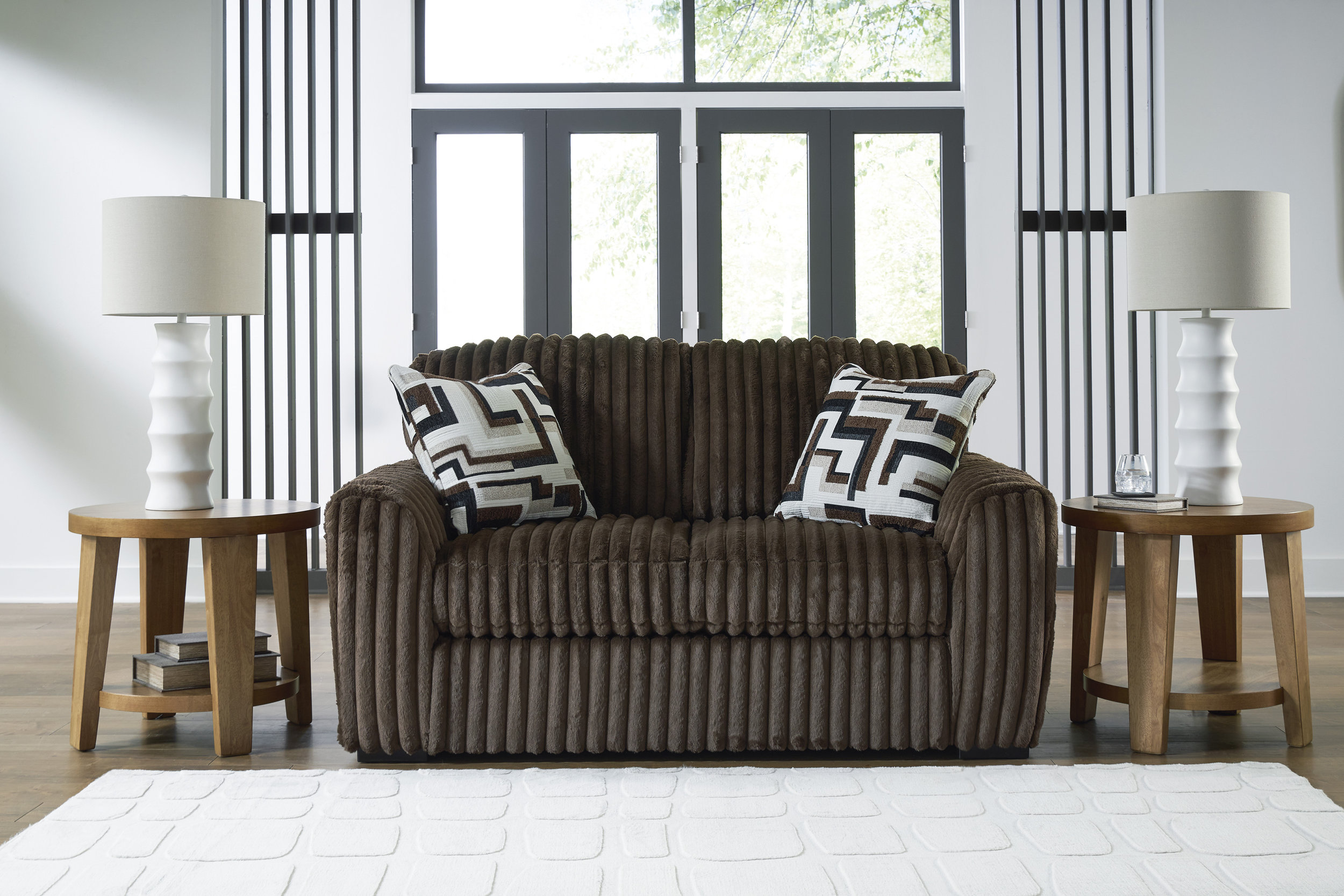 Midnight Madness Modern Loveseat | Chocolate Upholstery
