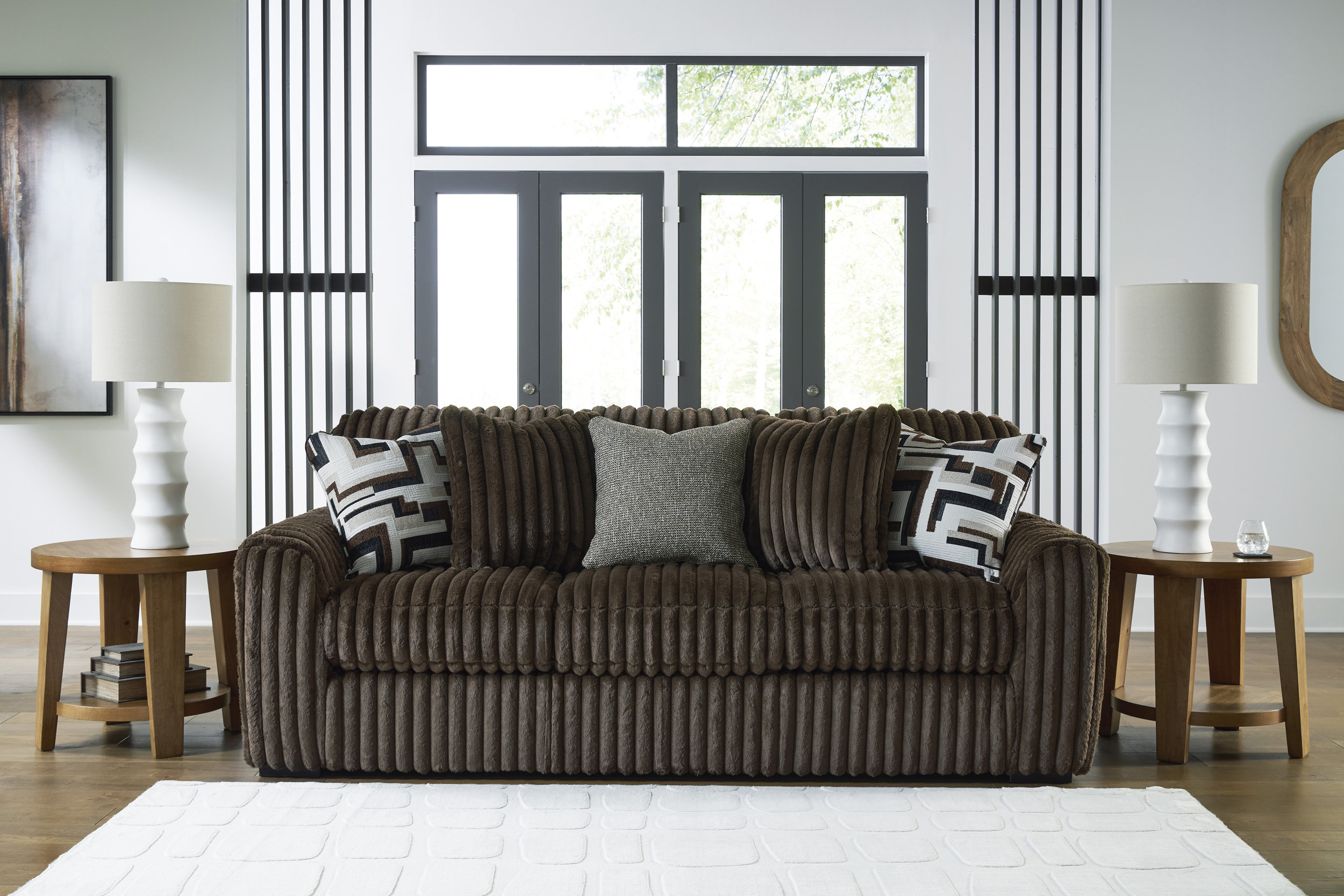  Ashley Chatterton Rustic Faux Leather Queen Sofa Sleeper