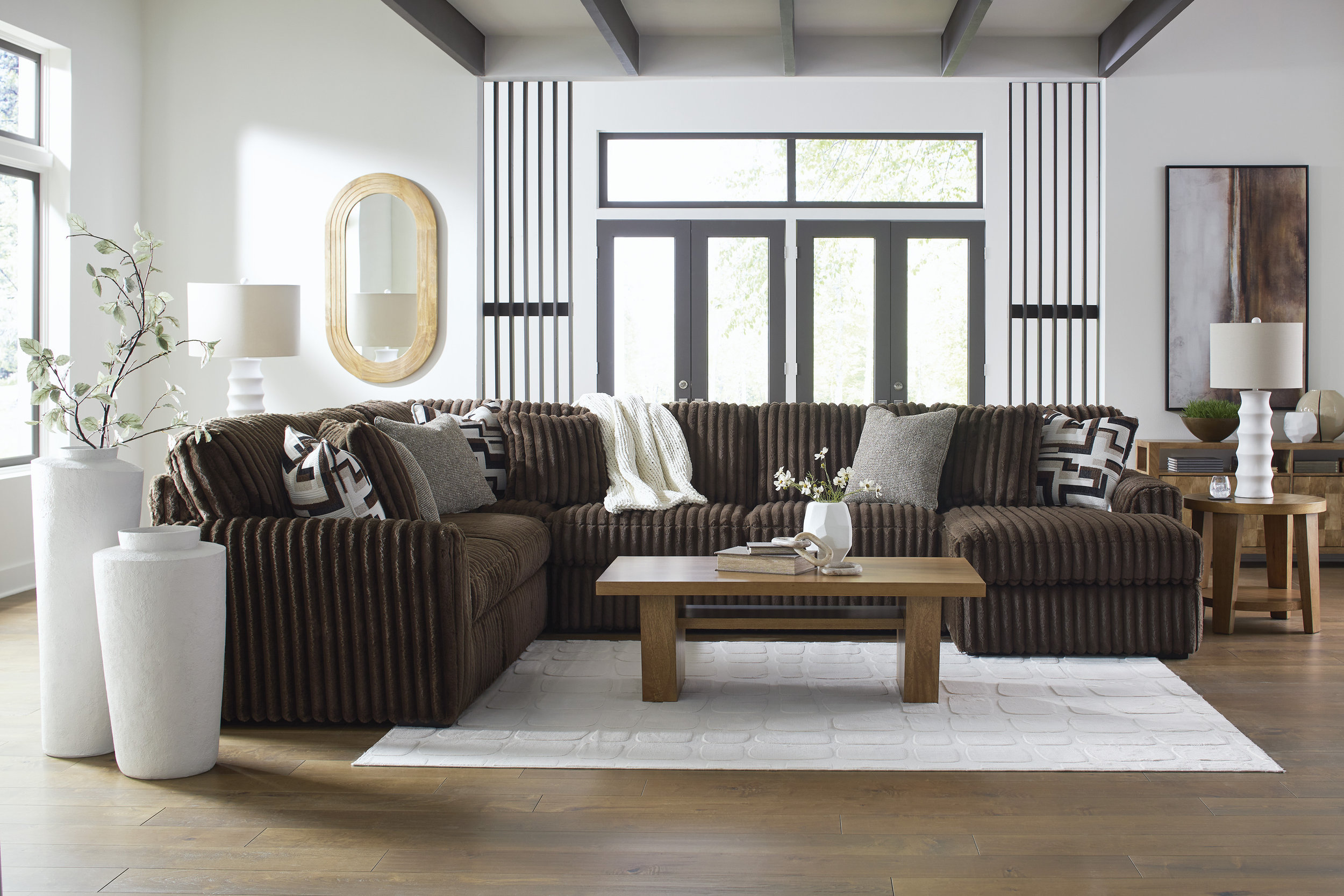 Midnight-Madness 4-Piece U-Shaped Polyester Sectional Sofa w/RAF Chaise
