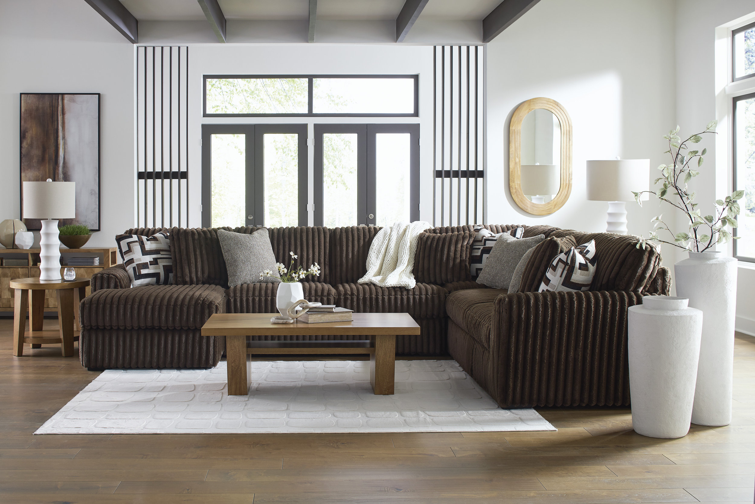 Midnight-Madness 4-Piece U-Shaped Polyester Sectional Sofa w/LAF Chaise