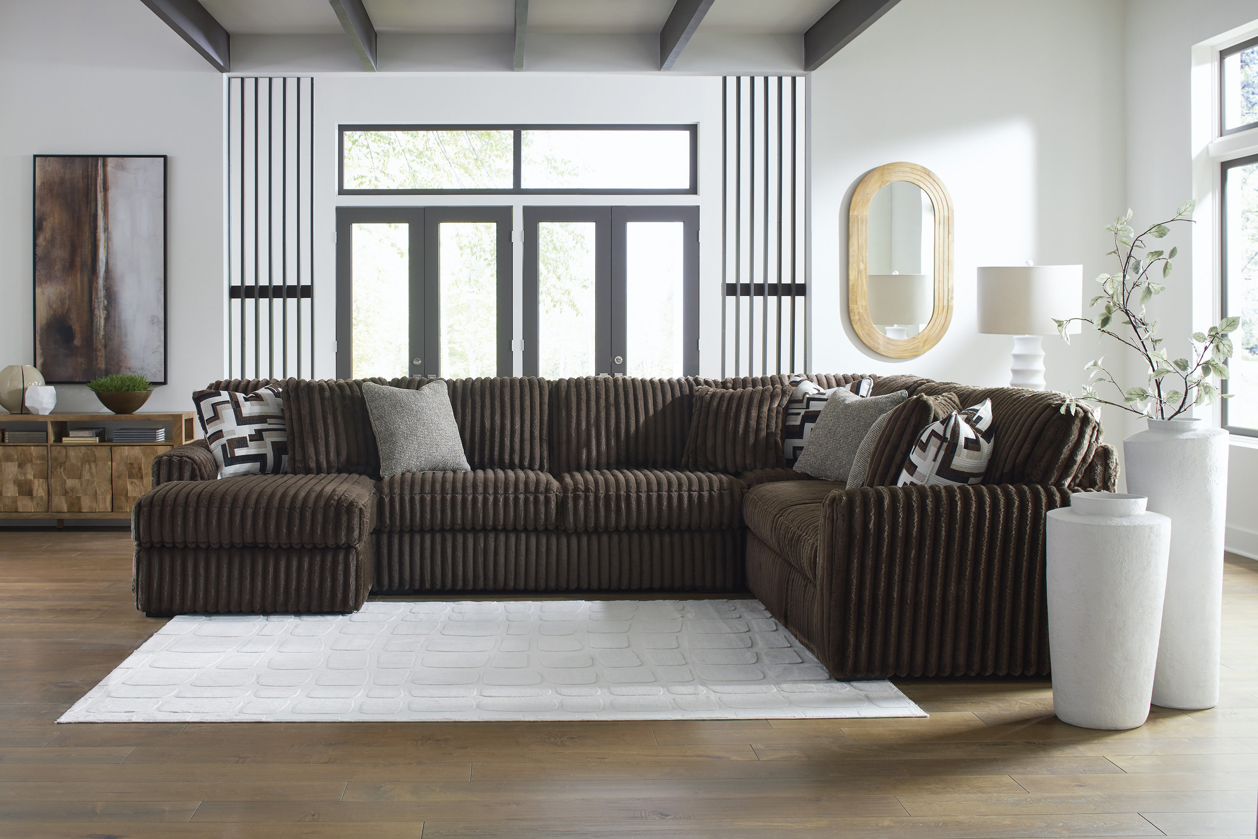 WRS Midnight-Madness 4-Piece U-Shaped Polyester Sectional Sofa w/LAF Chaise