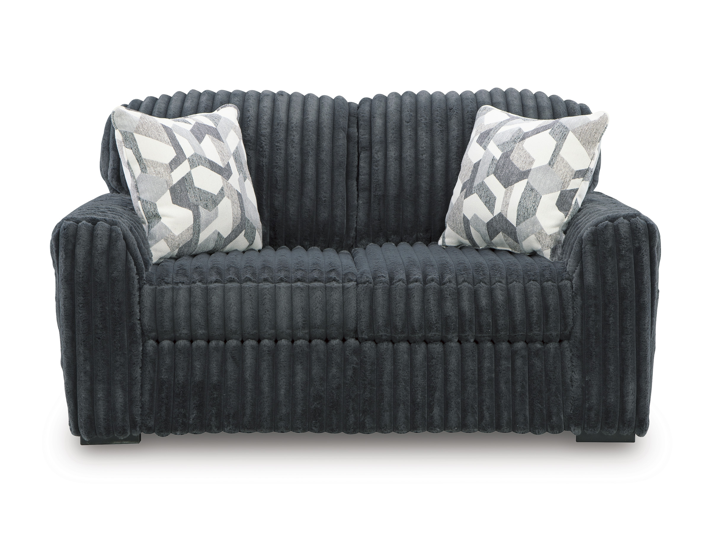 Midnight Madness Modern Loveseat | Gunmetal Upholstery