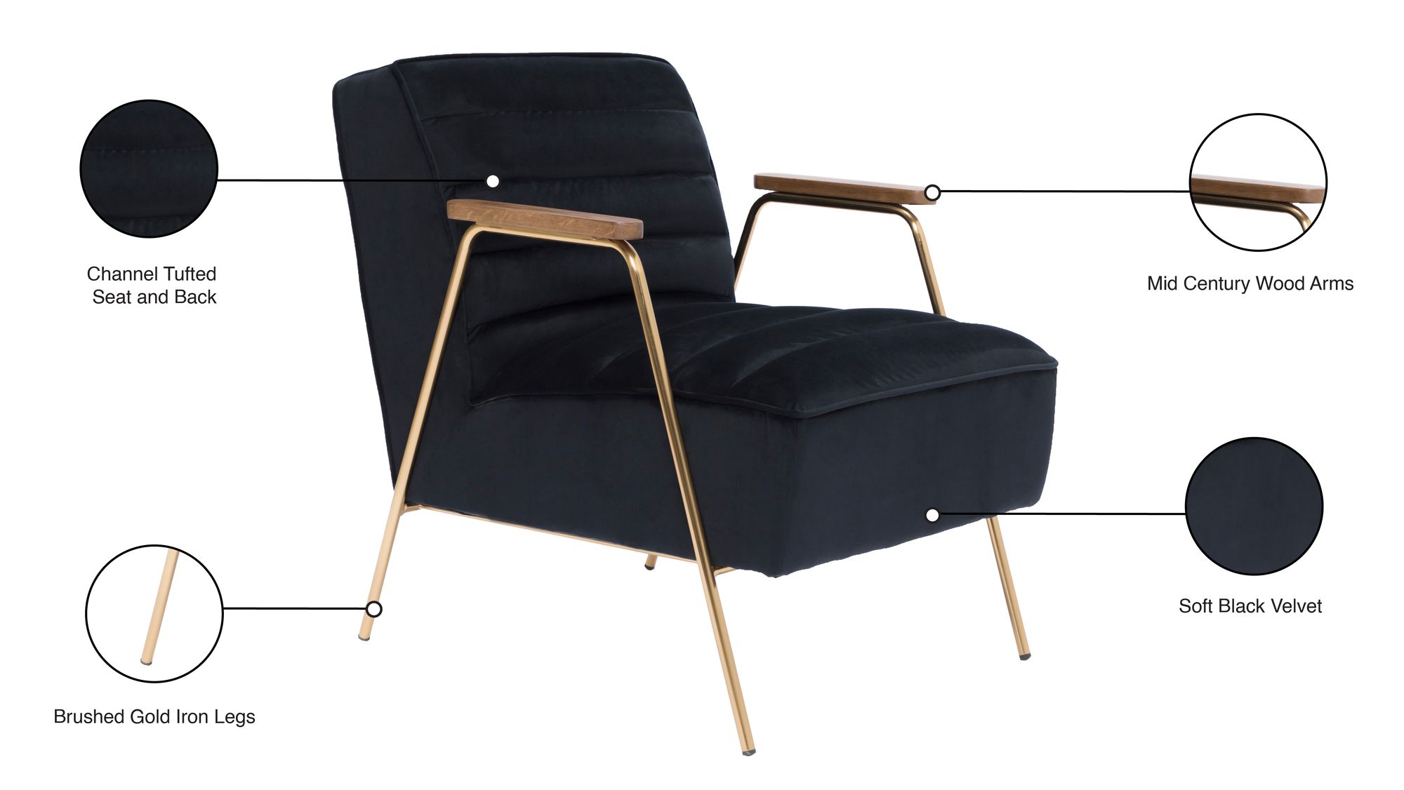 Woodford Velvet Accent Chair