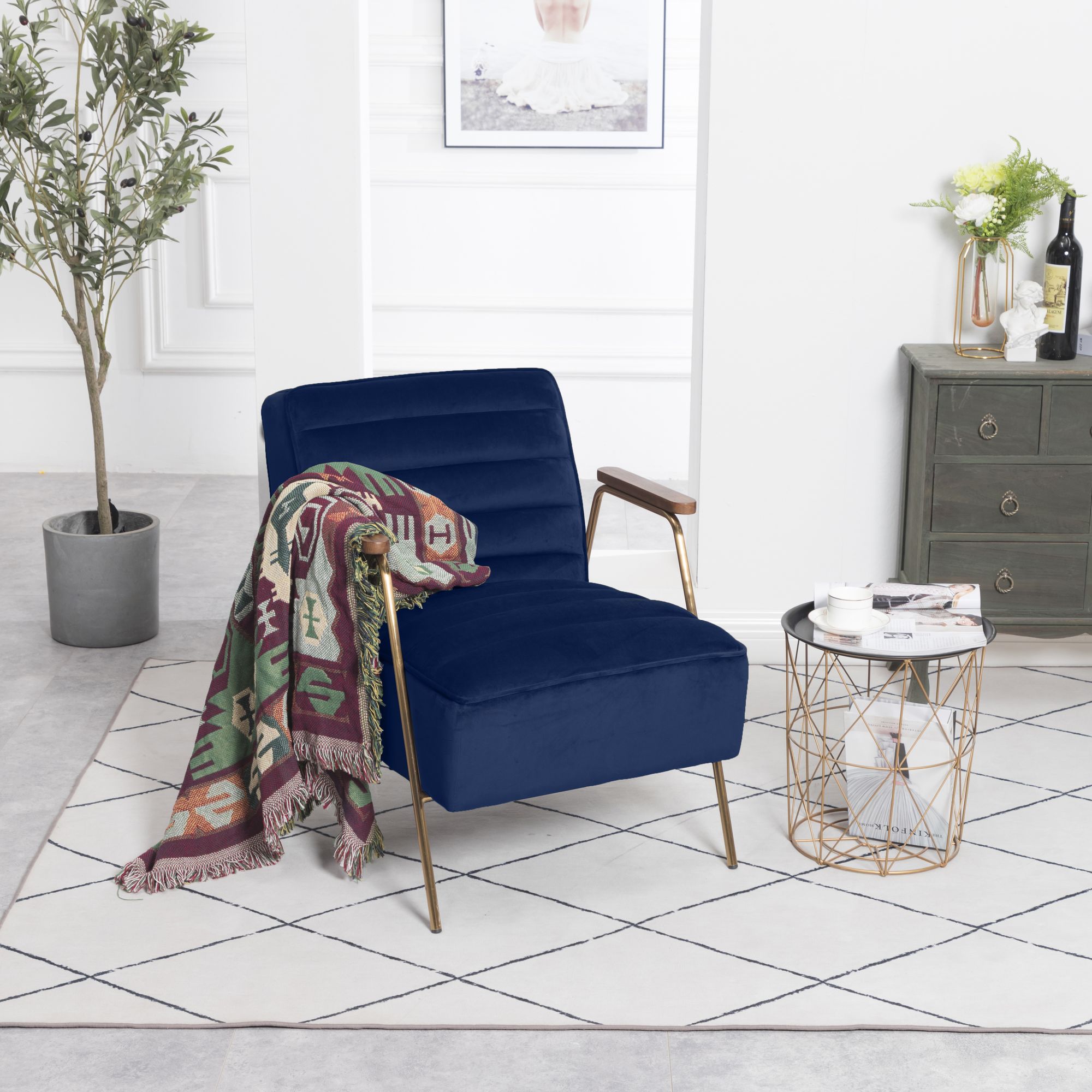 Woodford Velvet Accent Chair