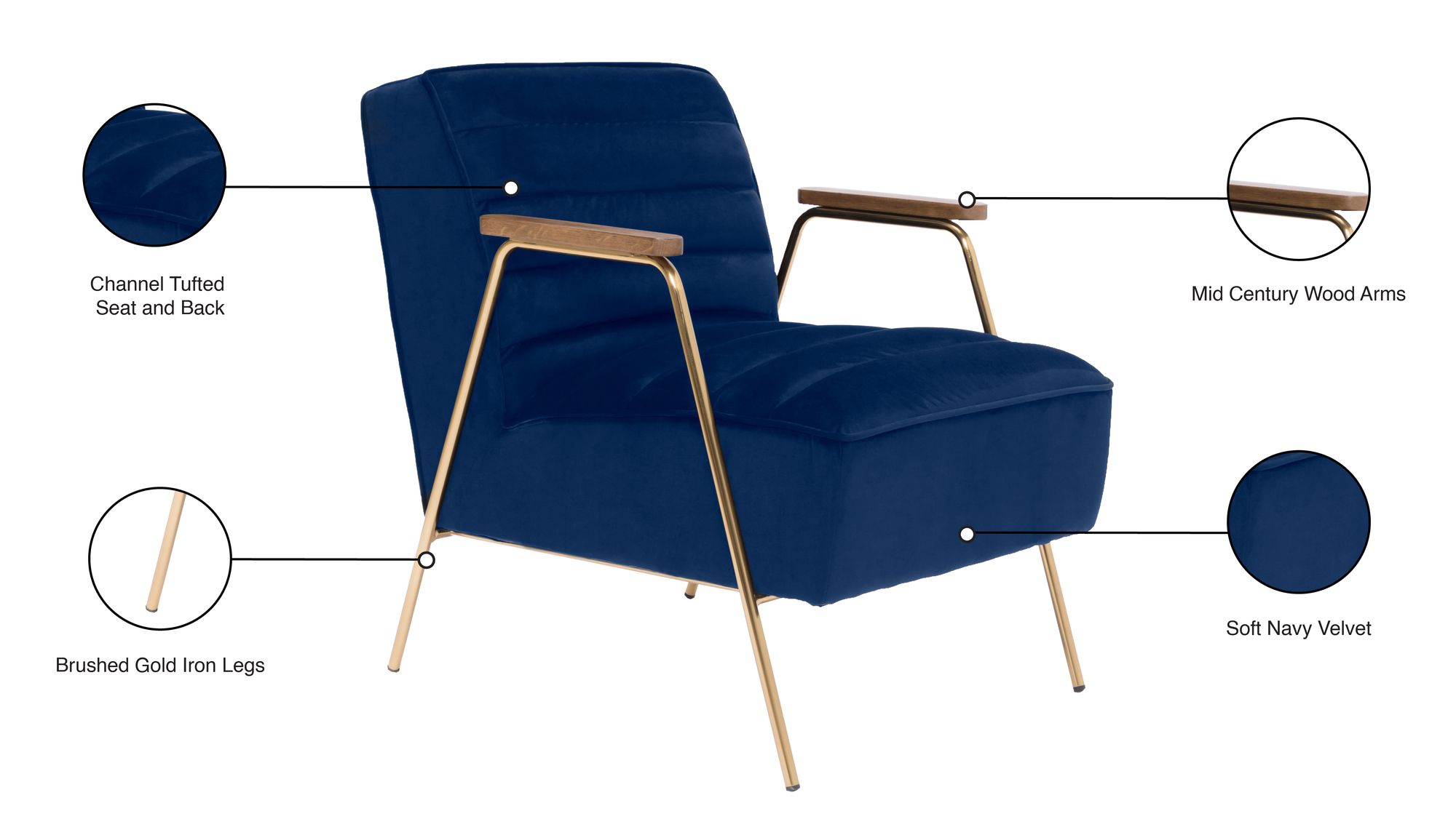 Woodford Velvet Accent Chair