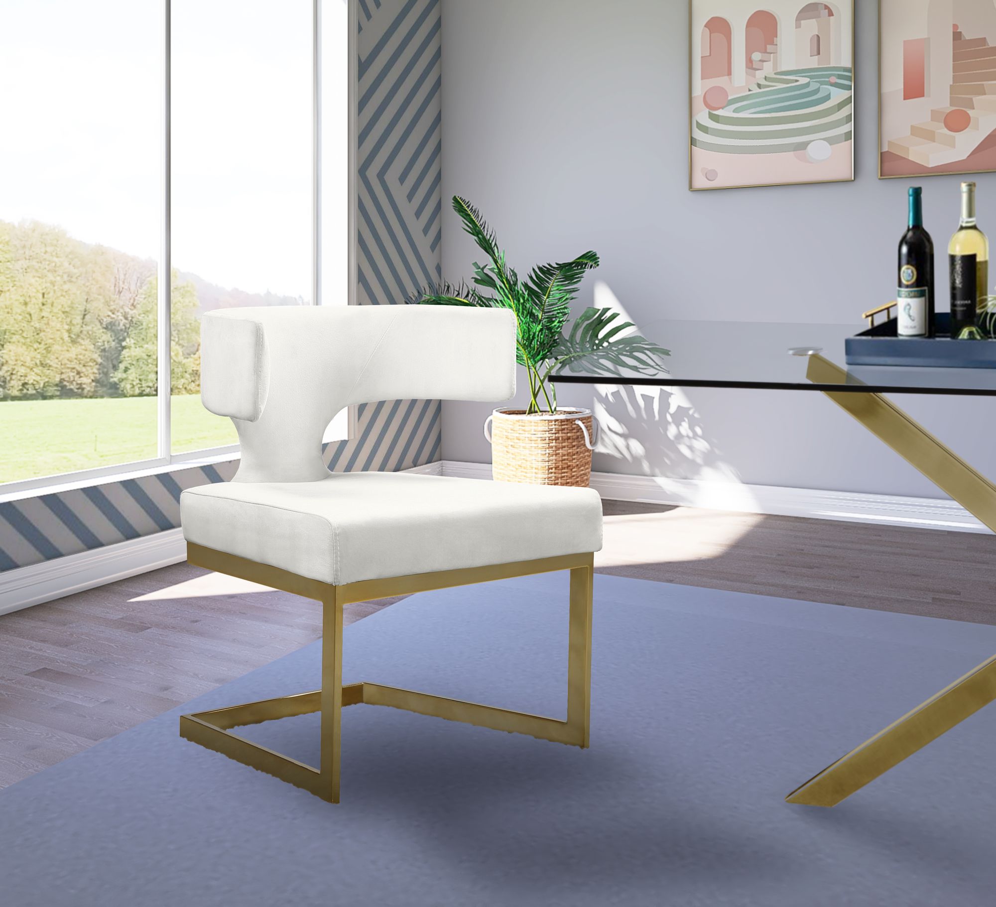 Alexandra Velvet Dining Chair with Gold Metal Base