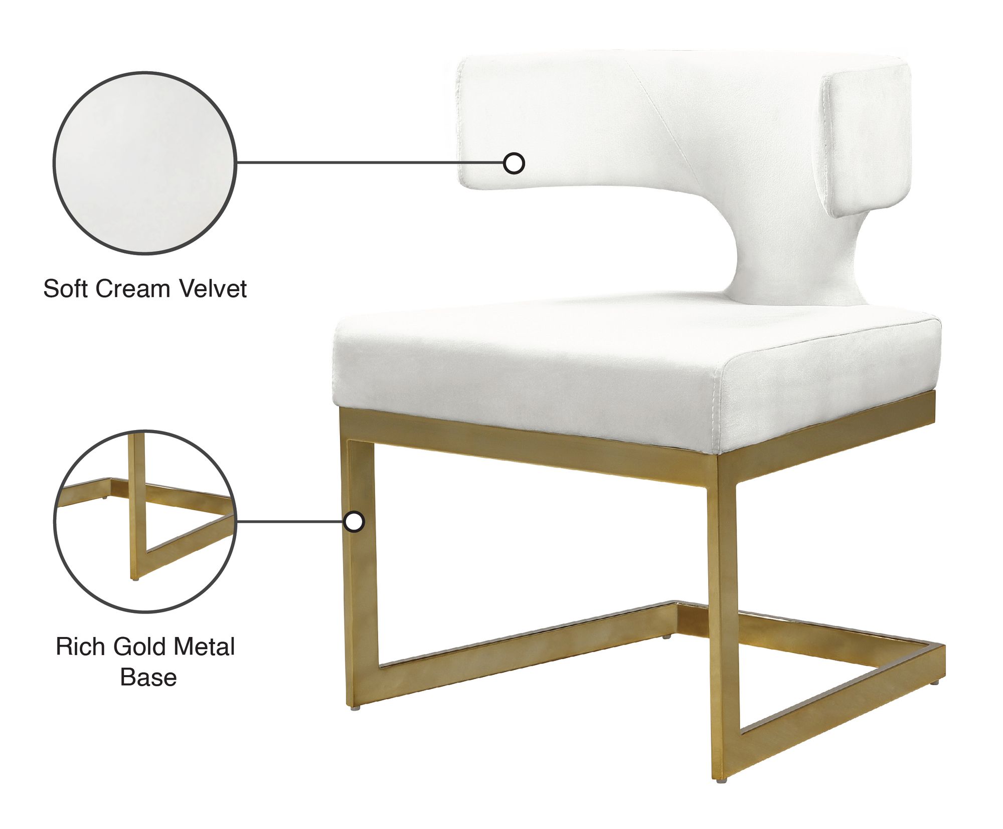 Alexandra Velvet Dining Chair with Gold Metal Base