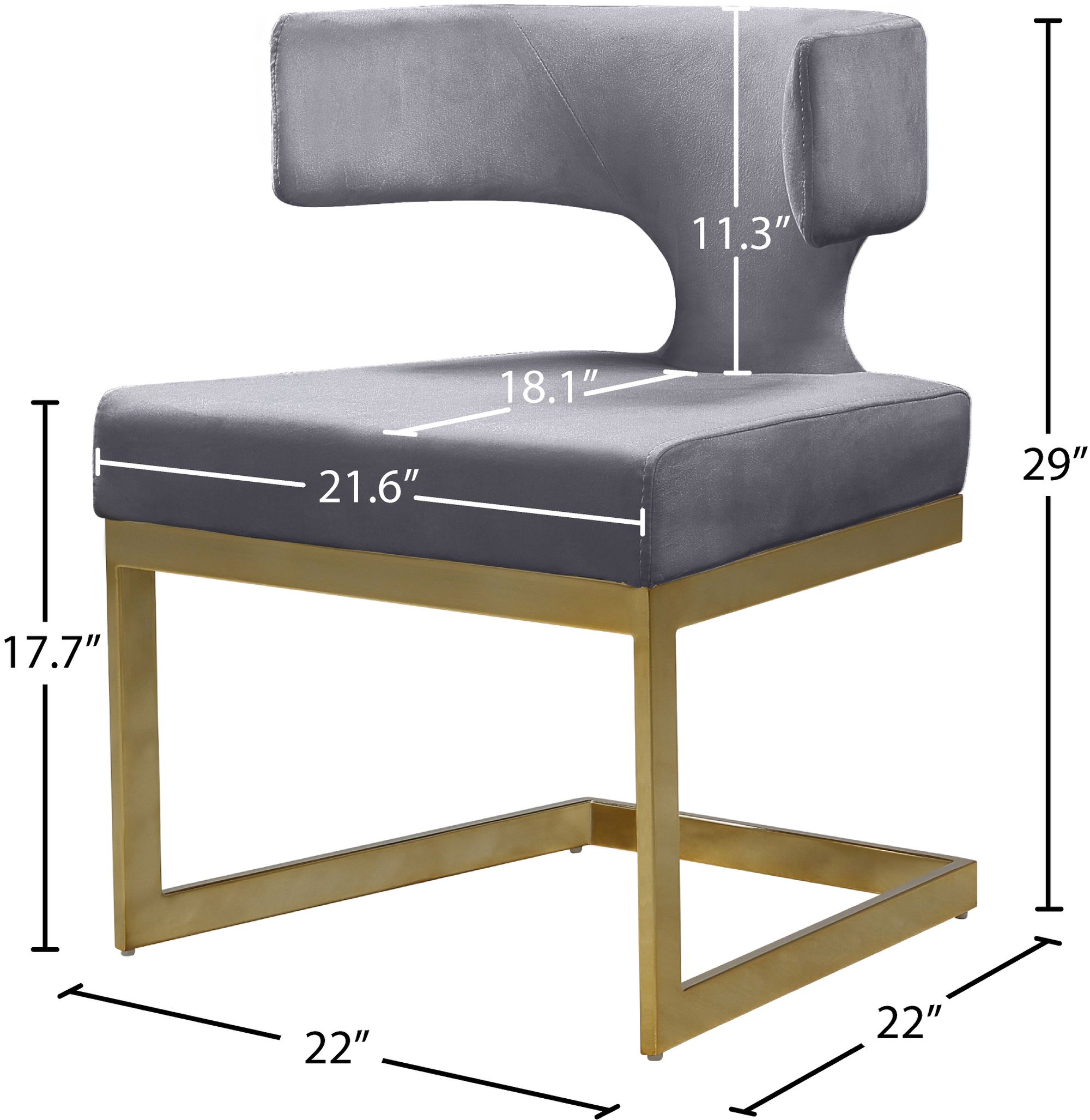 Alexandra Velvet Dining Chair with Gold Metal Base
