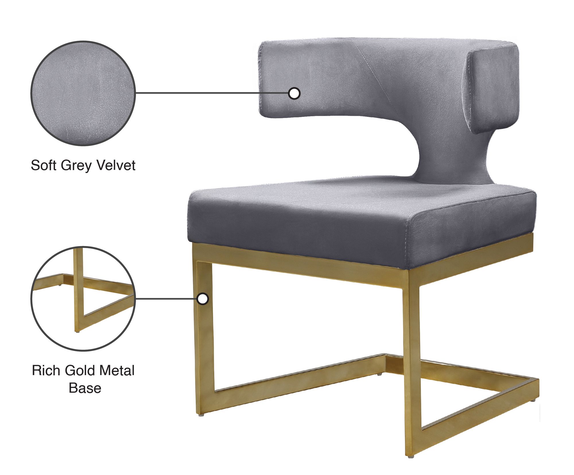 Alexandra Velvet Dining Chair with Gold Metal Base