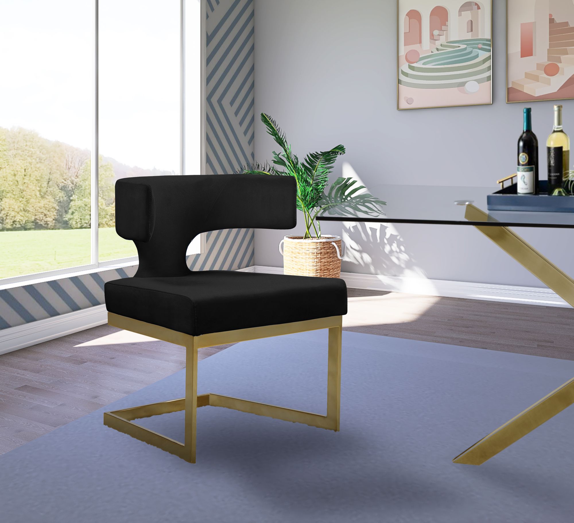 Alexandra Velvet Dining Chair with Gold Metal Base