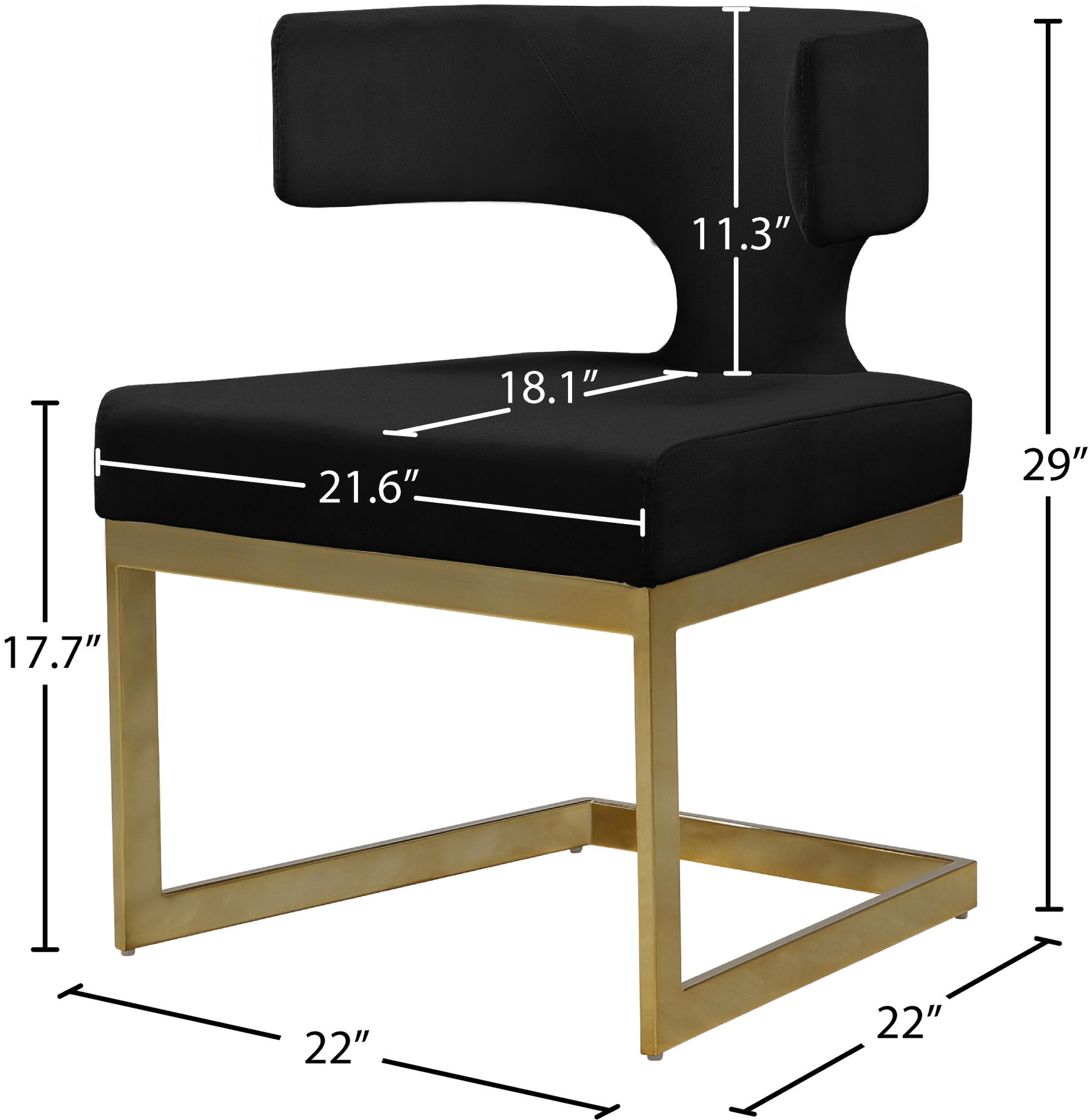 Alexandra Velvet Dining Chair with Gold Metal Base