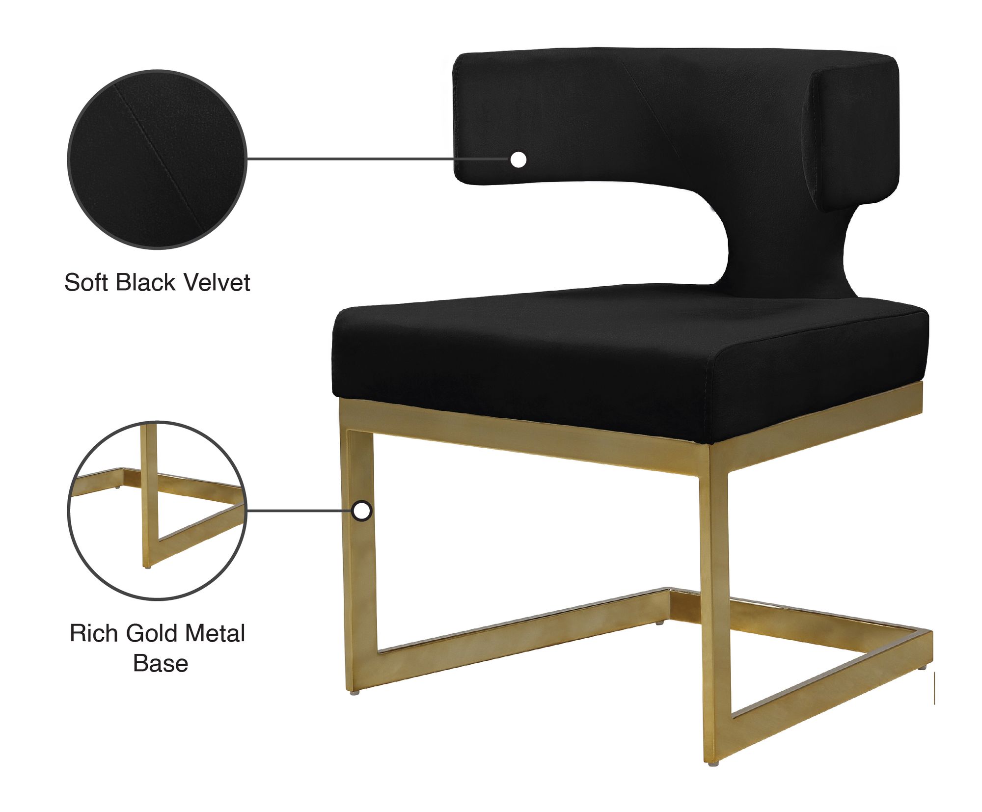 Alexandra Velvet Dining Chair with Gold Metal Base