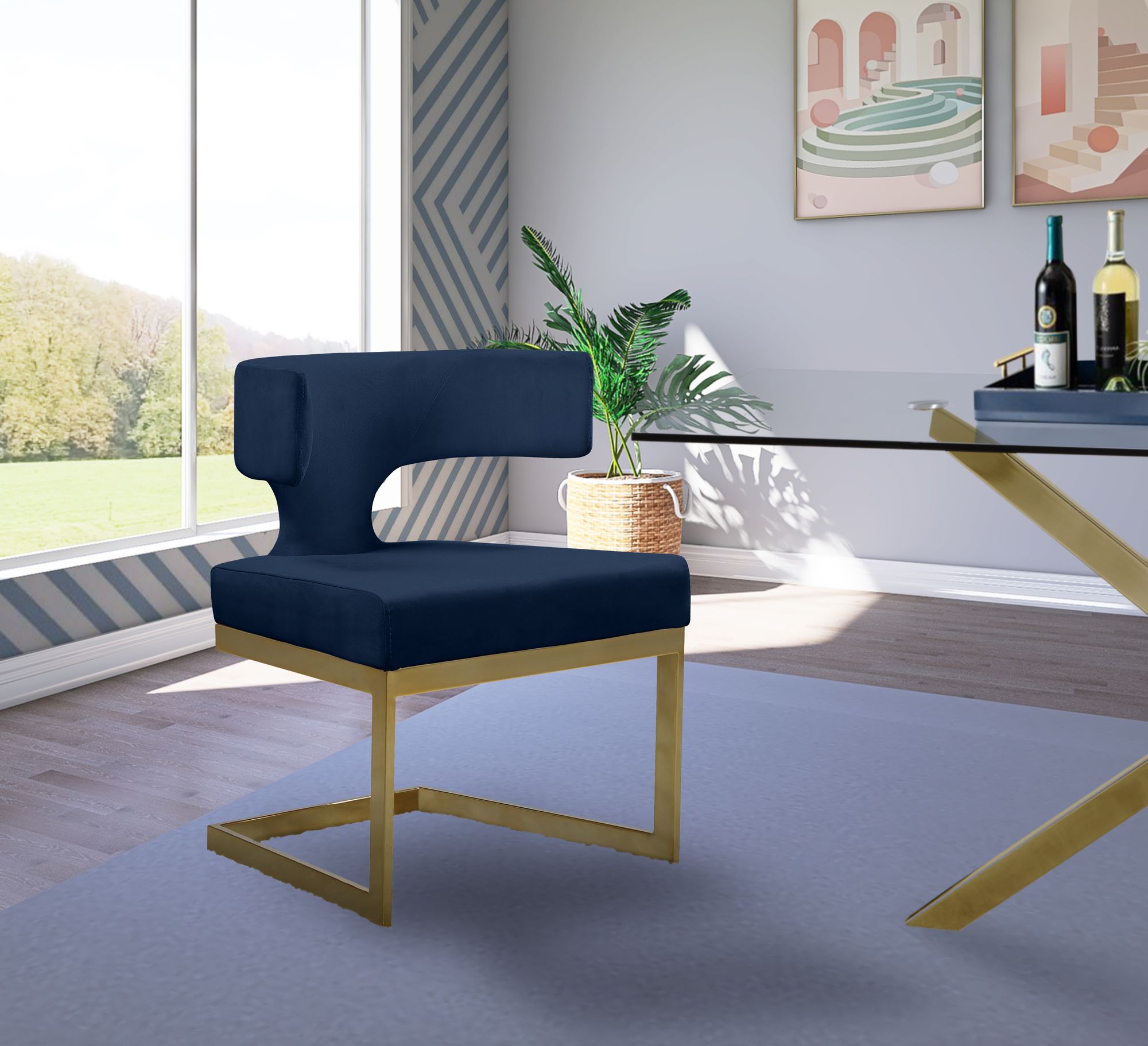 Alexandra Velvet Dining Chair with Gold Metal Base