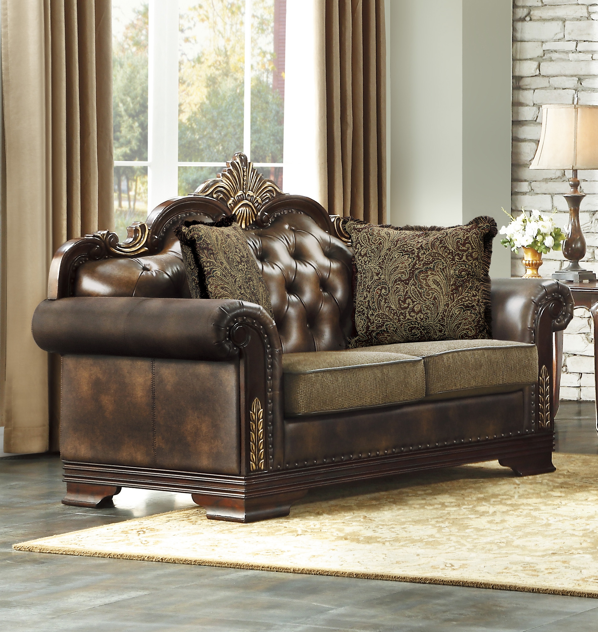 Croydon Polyester Fabric/Bi-Cast Vinyl Loveseat
