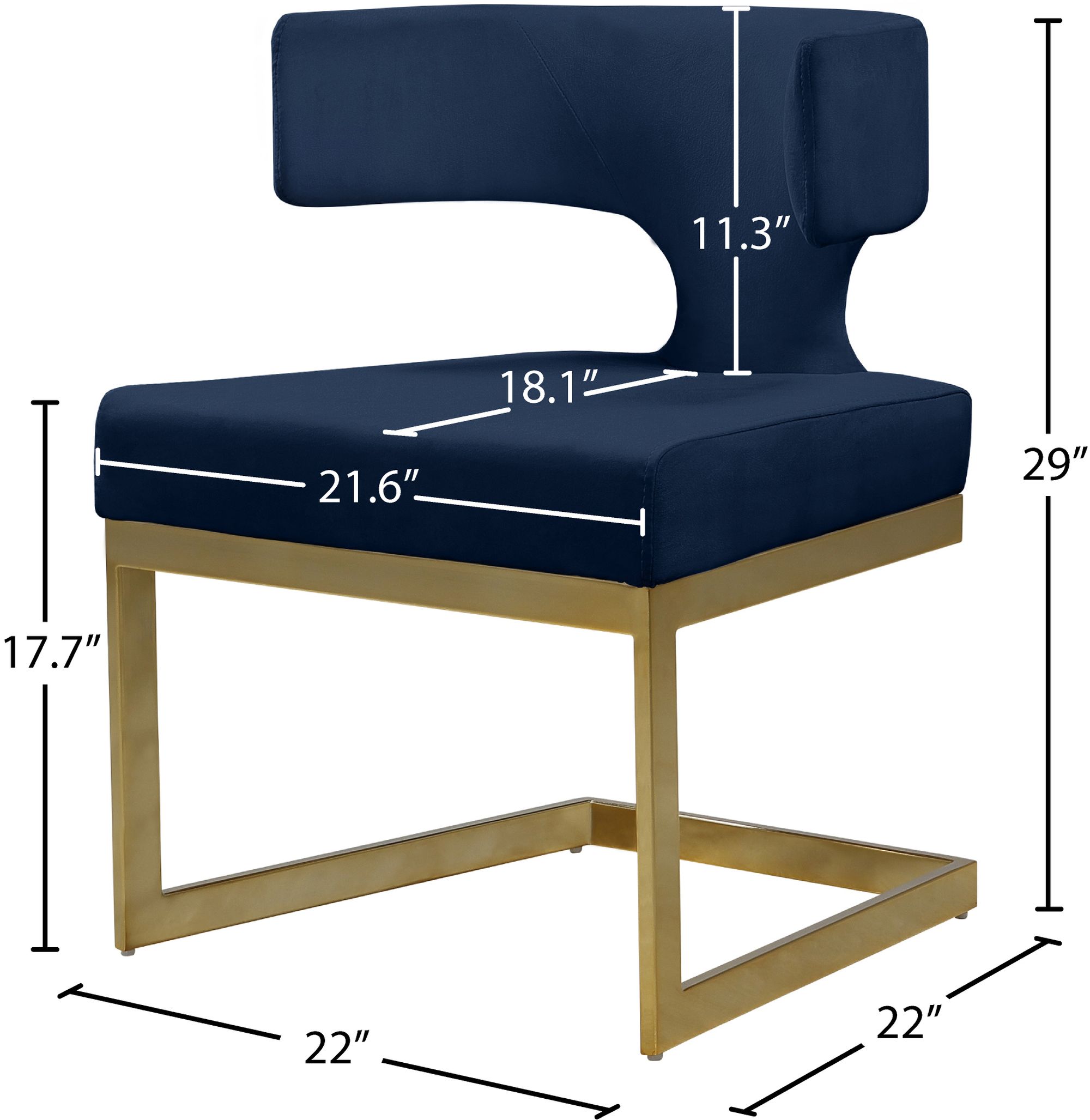 Alexandra Velvet Dining Chair with Gold Metal Base