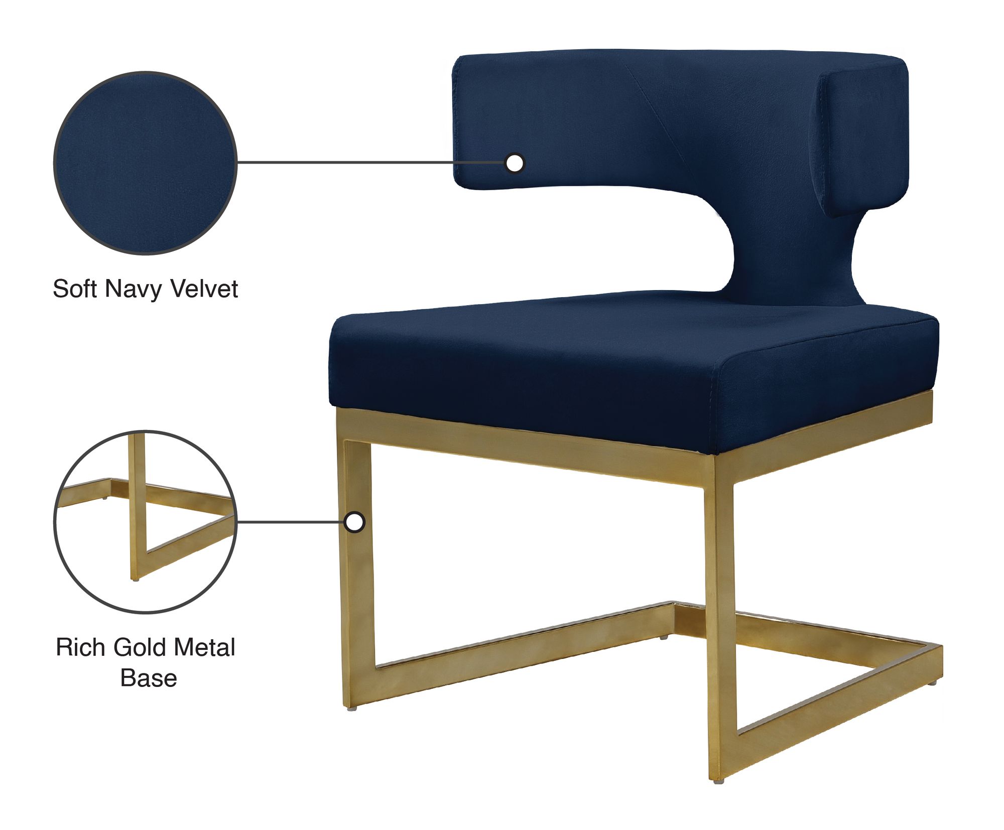 Alexandra Velvet Dining Chair with Gold Metal Base
