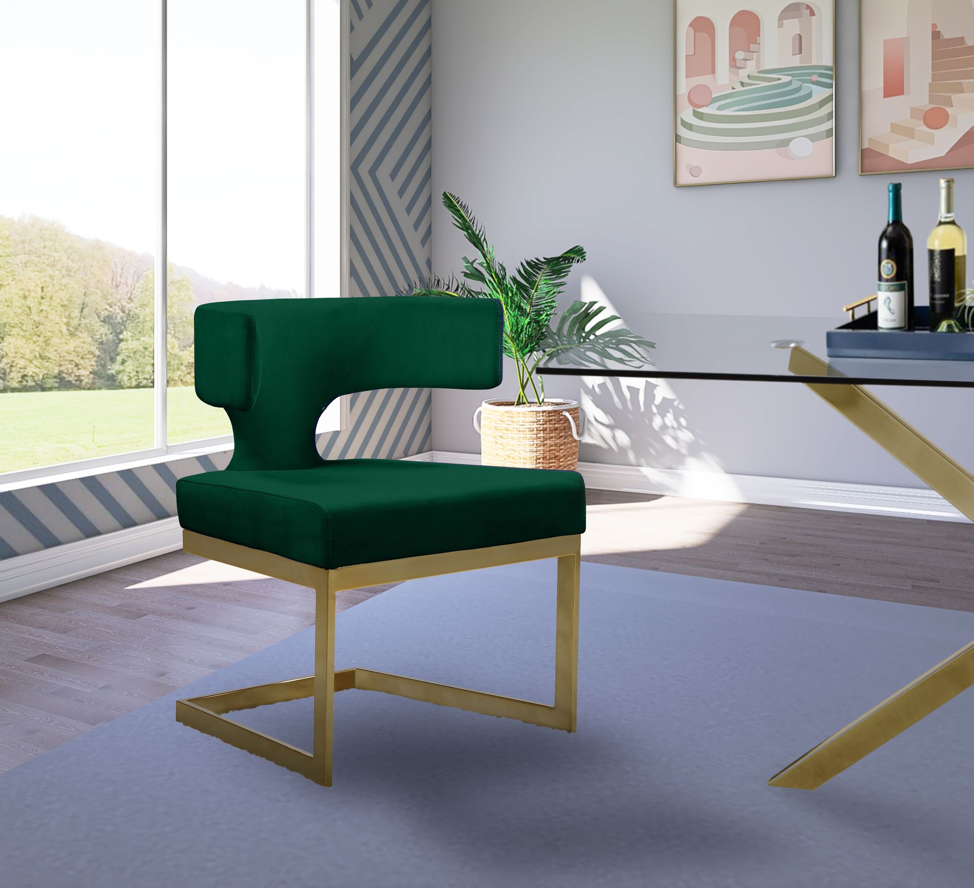 Alexandra Velvet Dining Chair with Gold Metal Base
