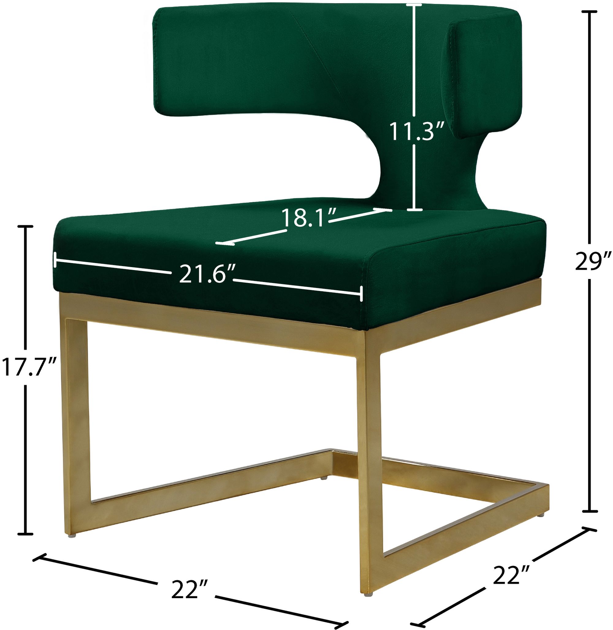 Alexandra Velvet Dining Chair with Gold Metal Base