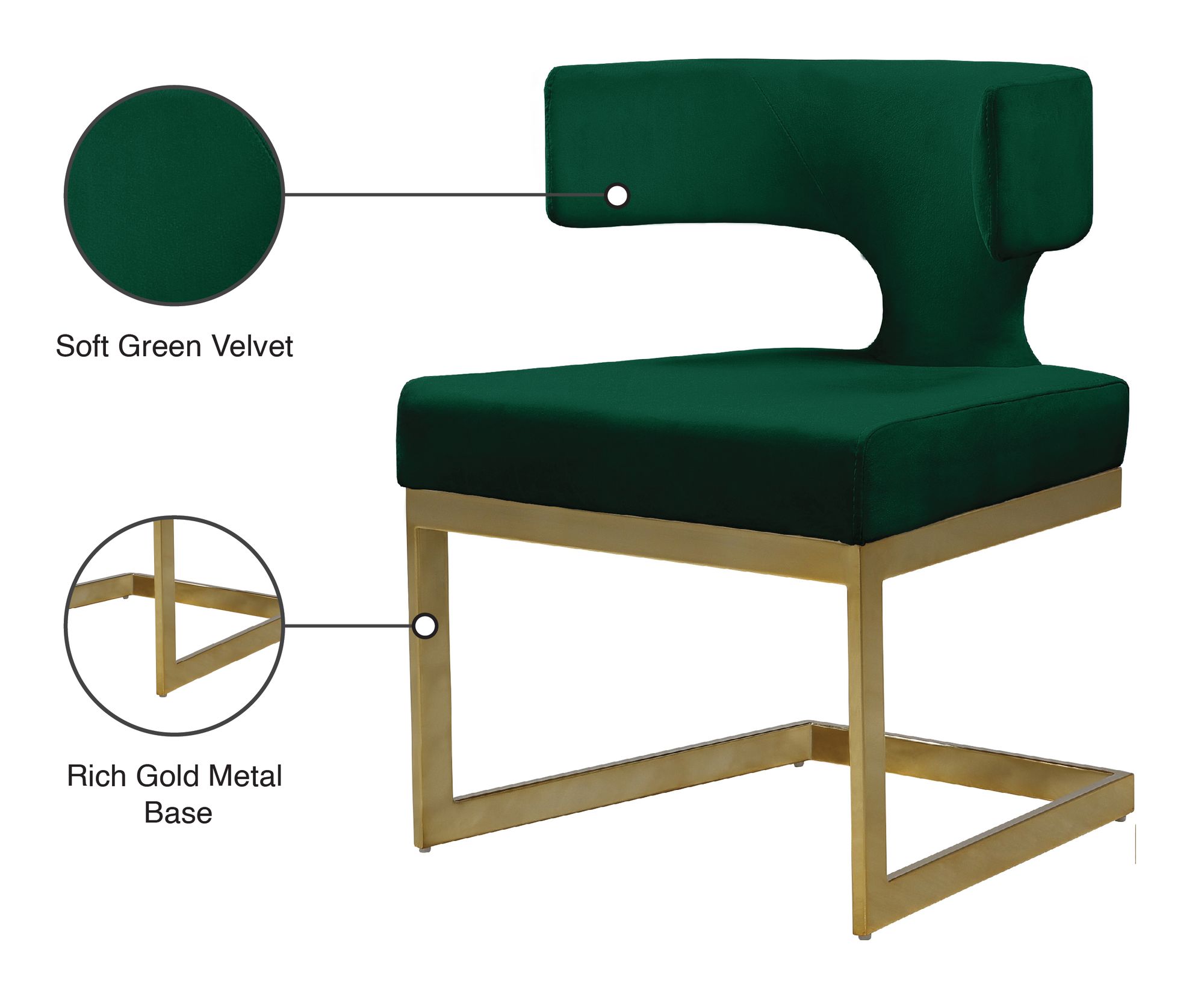 Alexandra Velvet Dining Chair with Gold Metal Base