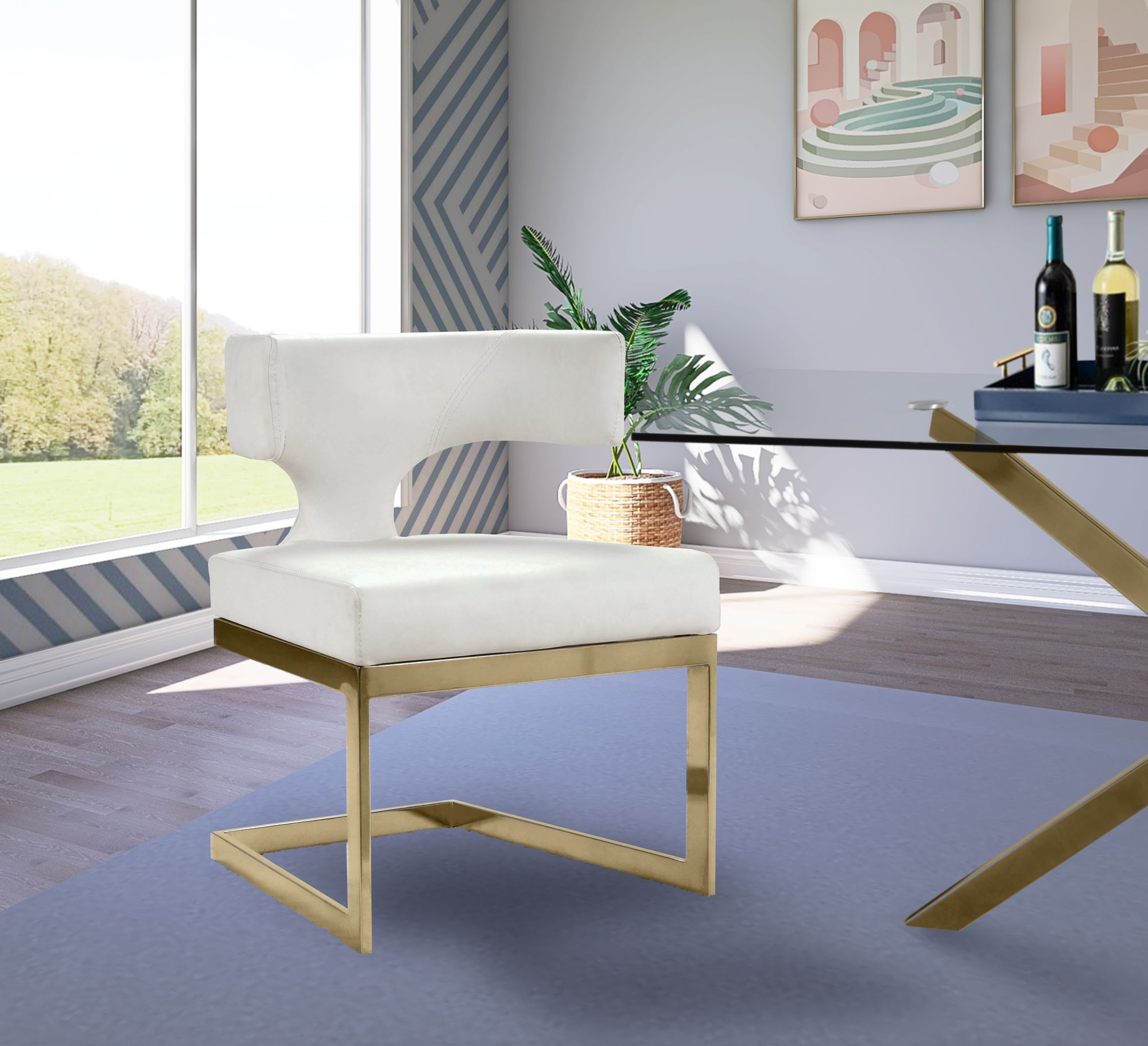 Alexandra Faux Leather Dining Chair with Gold Metal Base