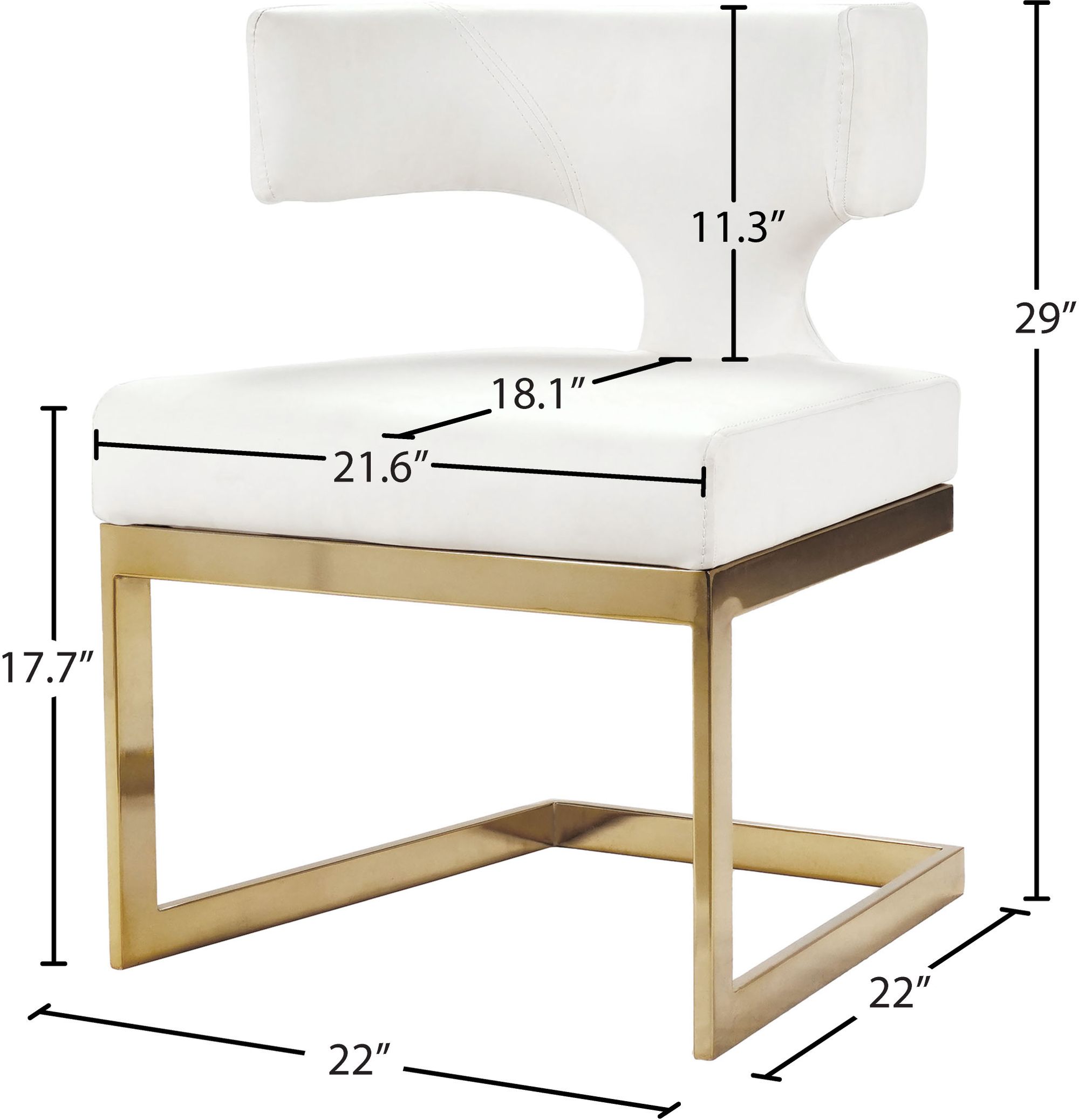 Alexandra Faux Leather Dining Chair with Gold Metal Base