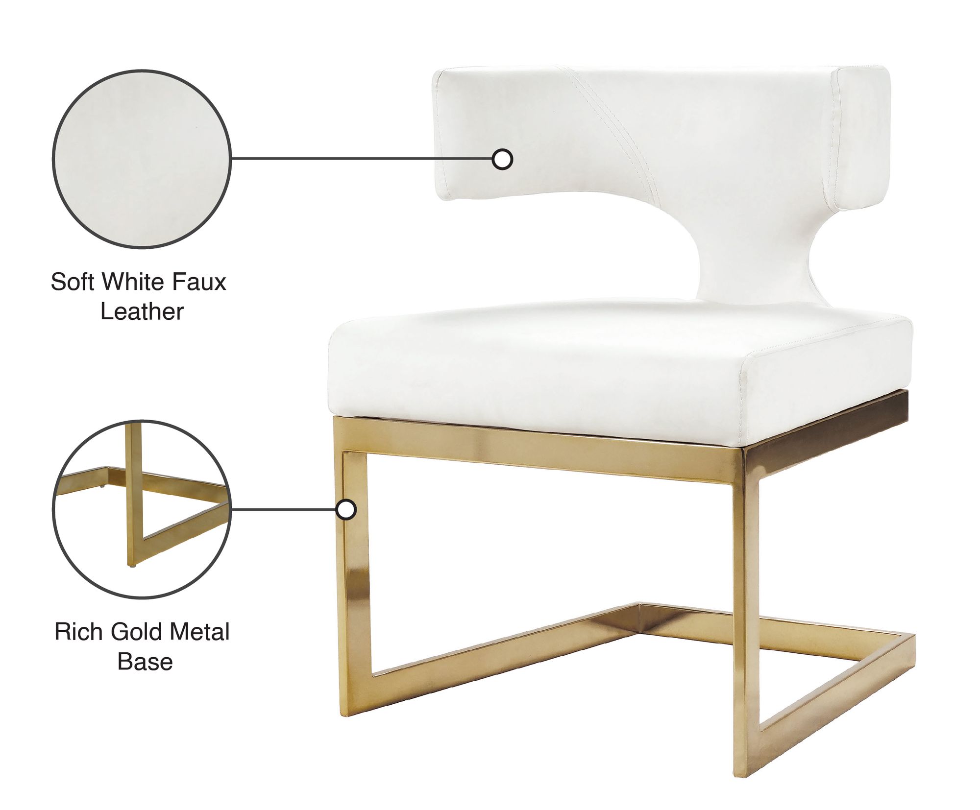 Alexandra Faux Leather Dining Chair with Gold Metal Base