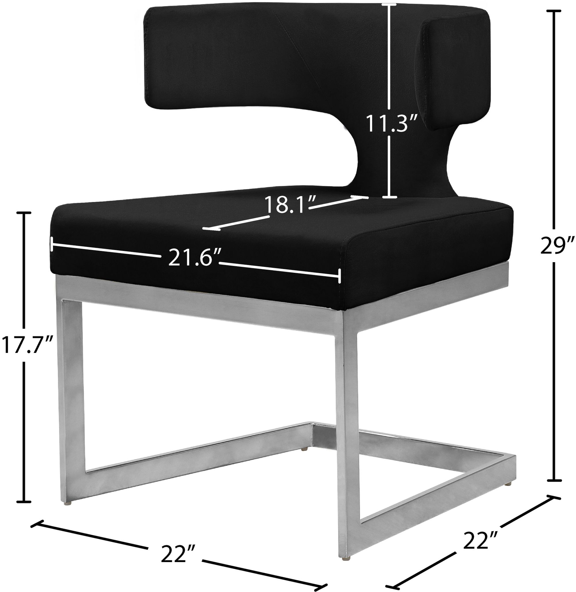 Alexandra Velvet Dining Chair with Chrome Metal Base