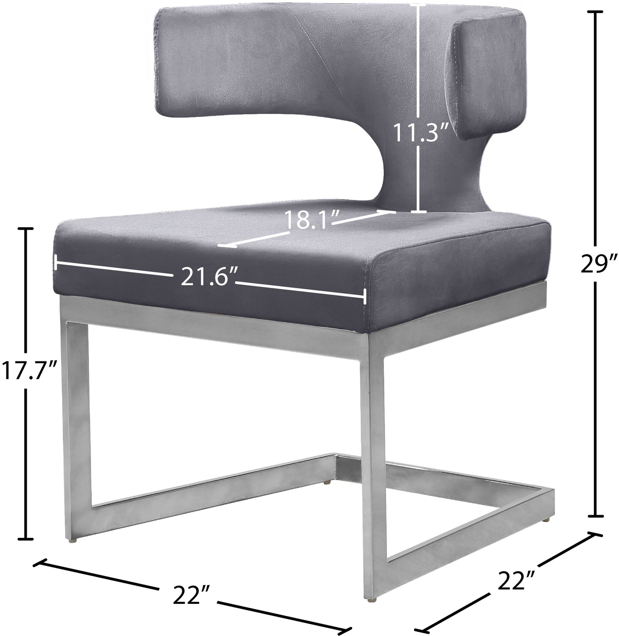 Alexandra Velvet Dining Chair with Chrome Metal Base