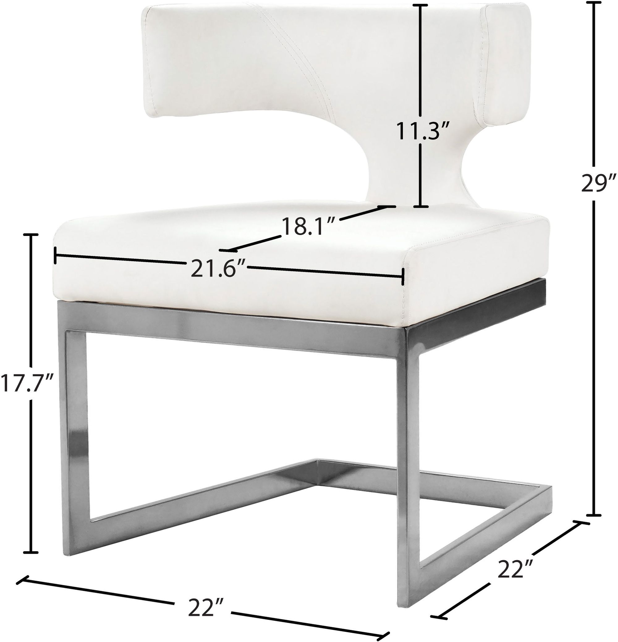 Alexandra Faux Leather Dining Chair with Chrome Metal Base