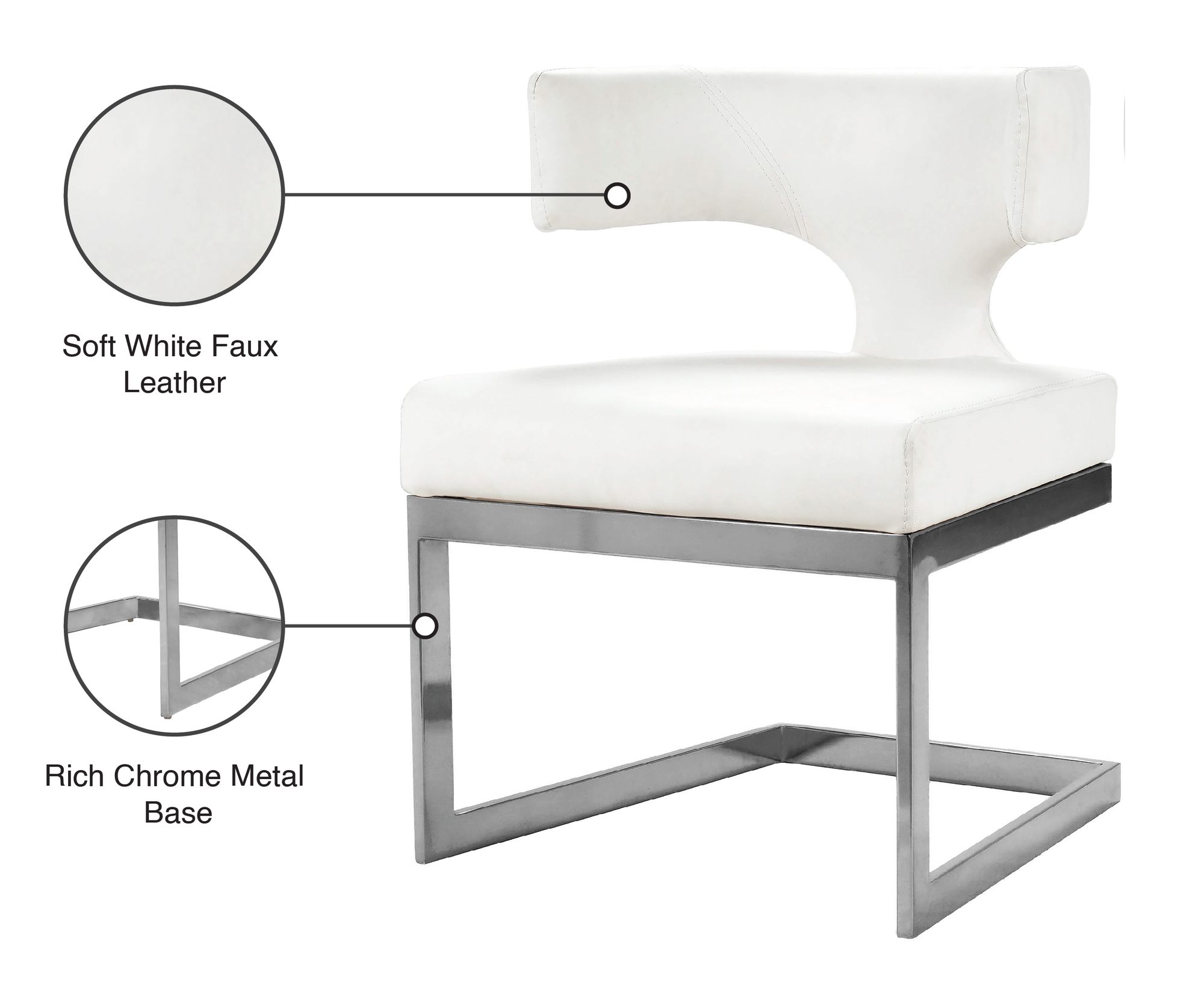 Alexandra Faux Leather Dining Chair with Chrome Metal Base