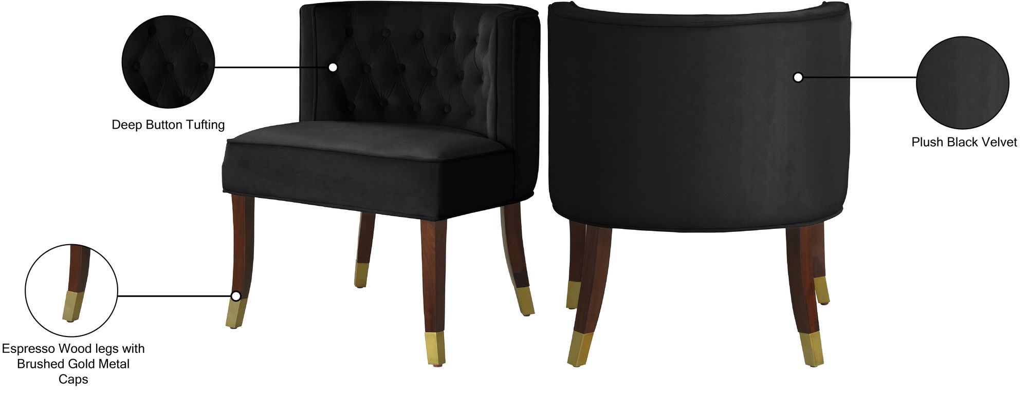 Perry Velvet Dining Chair with Espresso Wood Legs