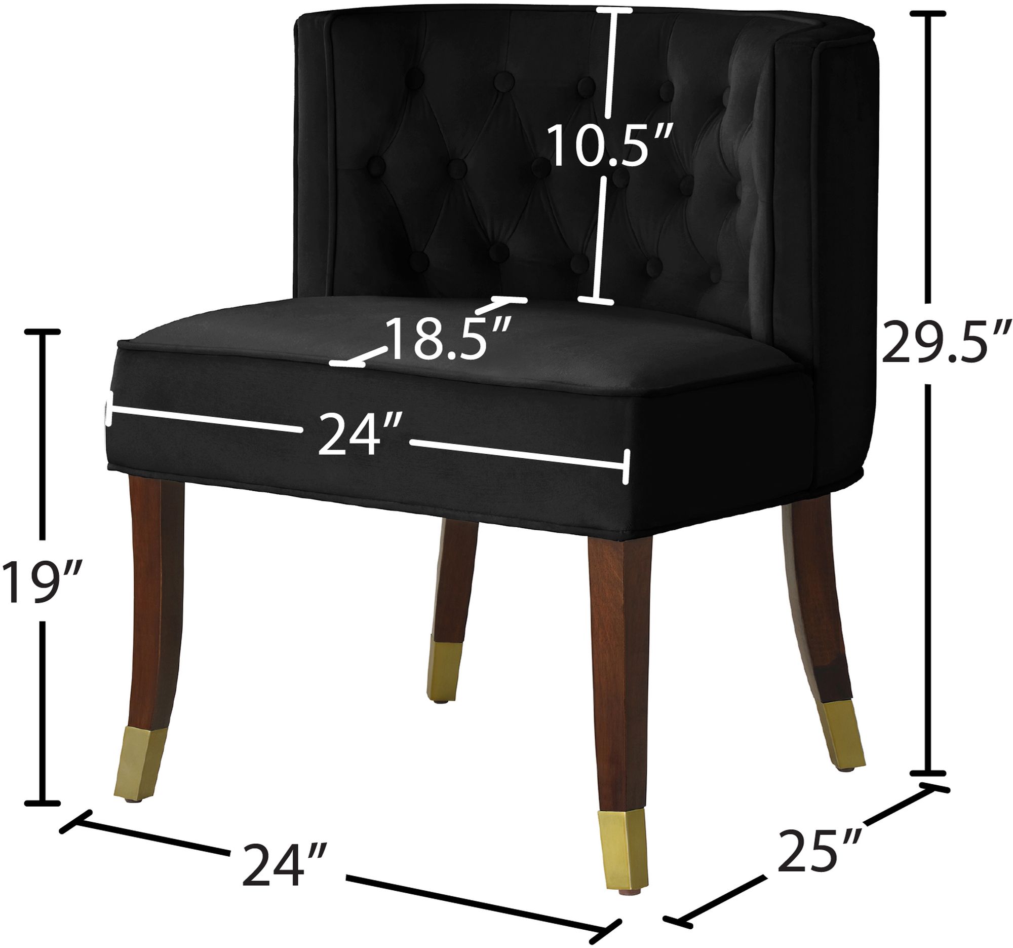 Perry Velvet Dining Chair with Espresso Wood Legs