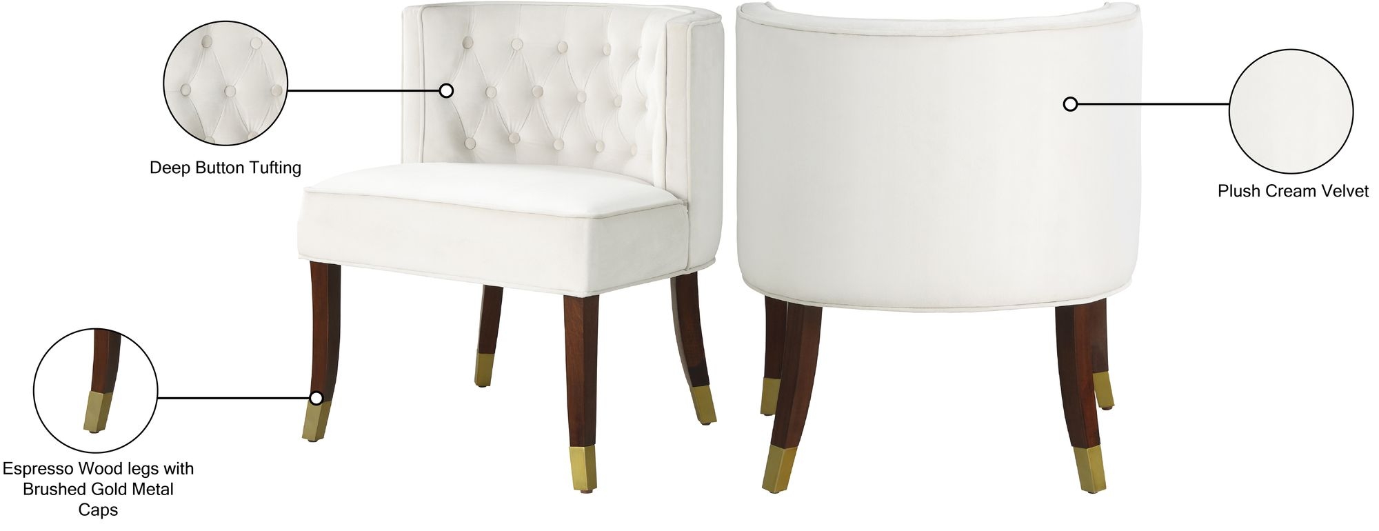 Perry Velvet Dining Chair with Espresso Wood Legs