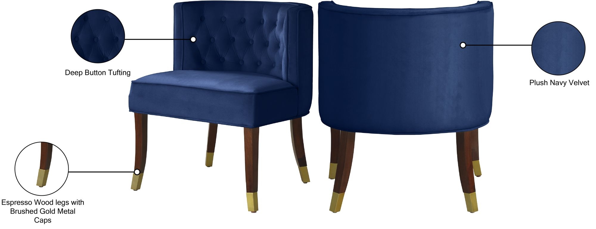 Perry Velvet Dining Chair with Espresso Wood Legs