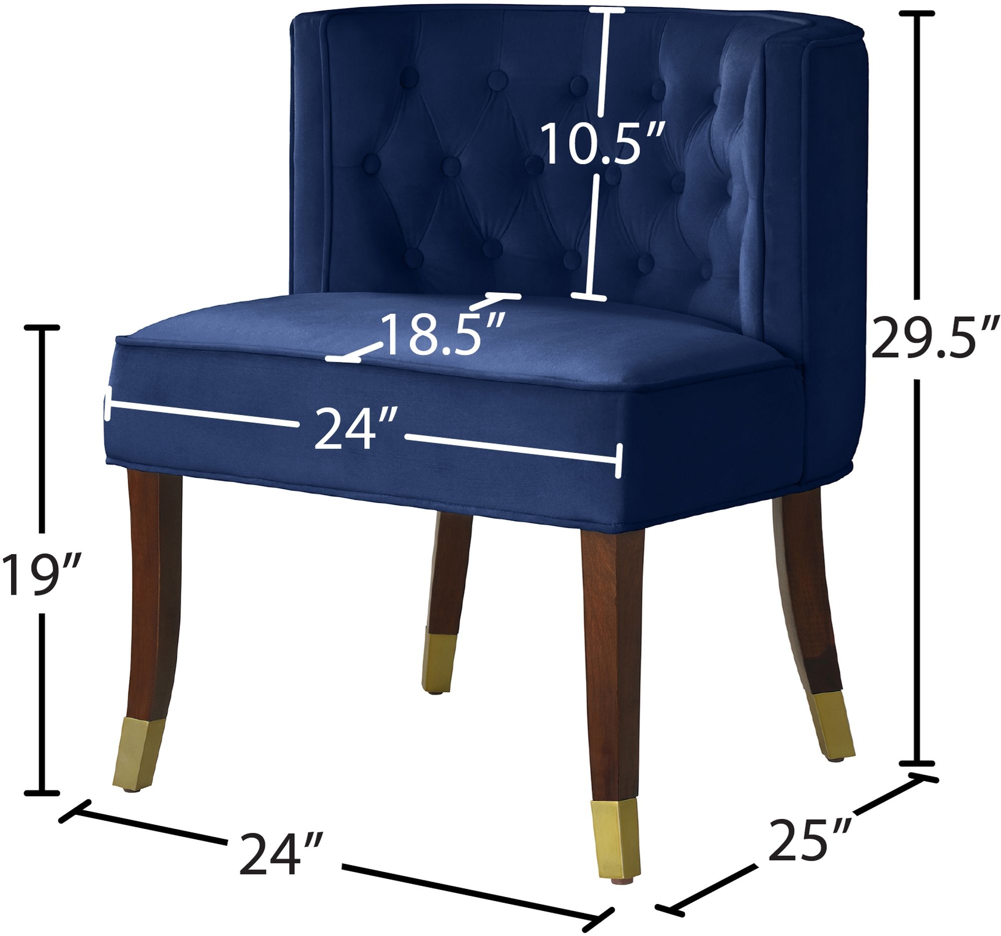 Perry Velvet Dining Chair with Espresso Wood Legs