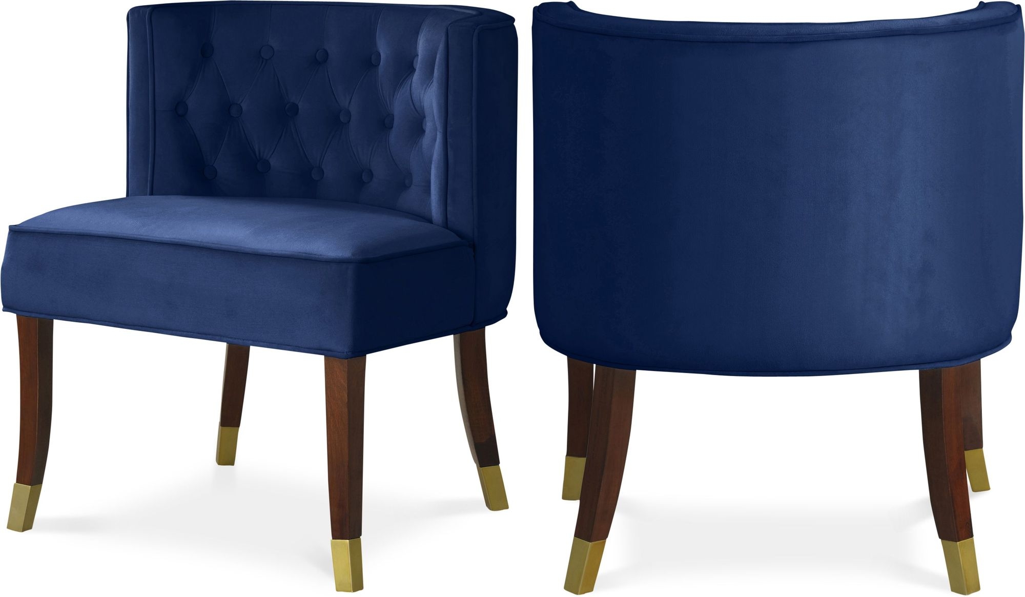 Perry Velvet Dining Chair with Espresso Wood Legs