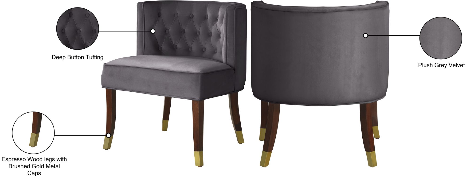 Perry Velvet Dining Chair with Espresso Wood Legs