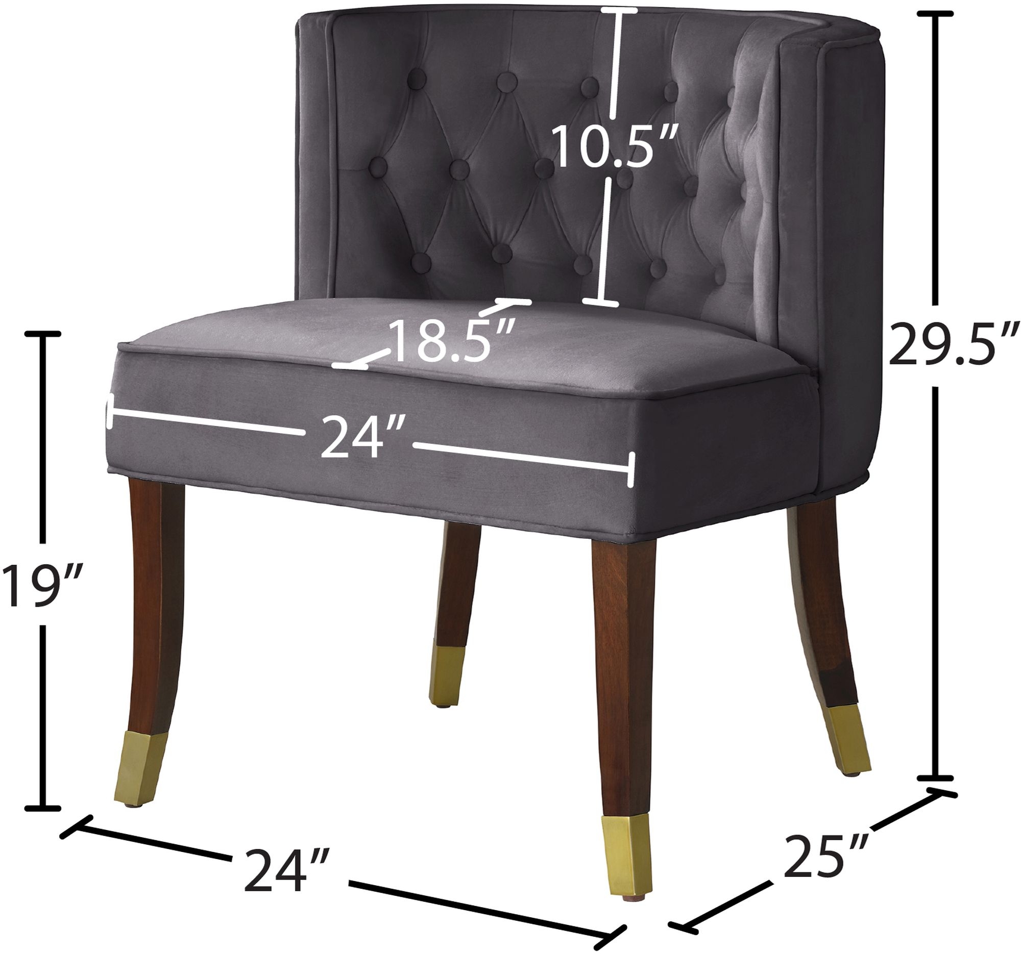 Perry Velvet Dining Chair with Espresso Wood Legs