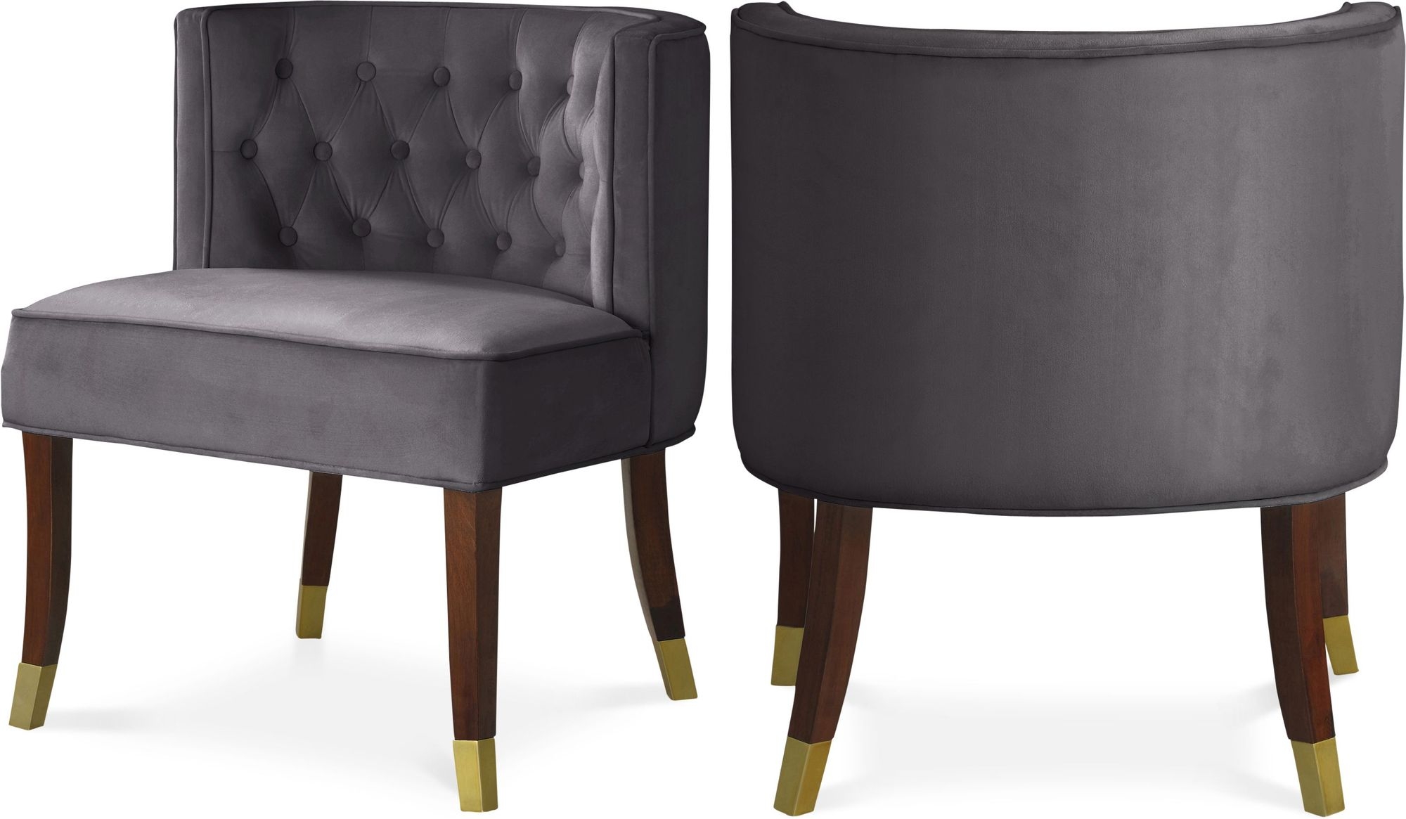 Perry Velvet Dining Chair with Espresso Wood Legs