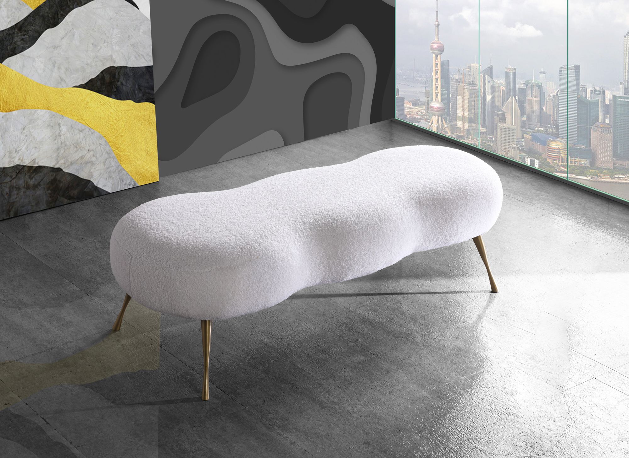 Nube Faux Sheepskin Fur Bench