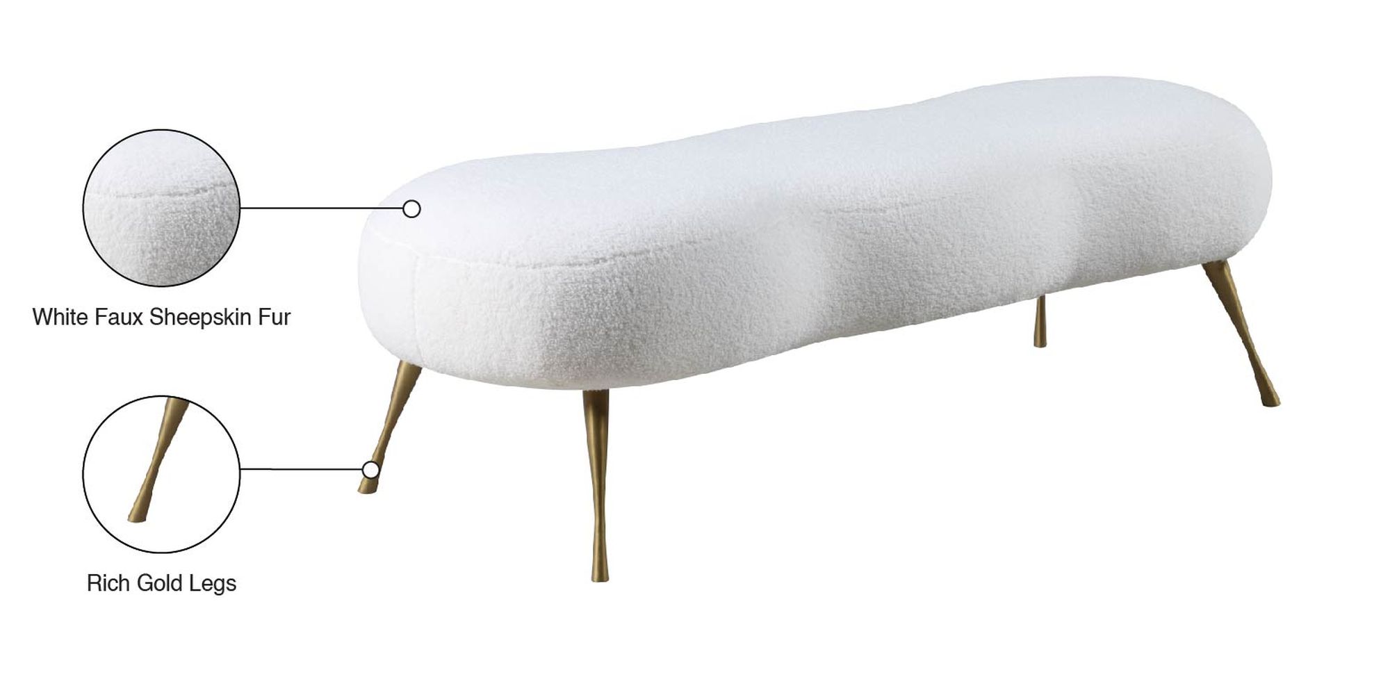 Nube Faux Sheepskin Fur Bench