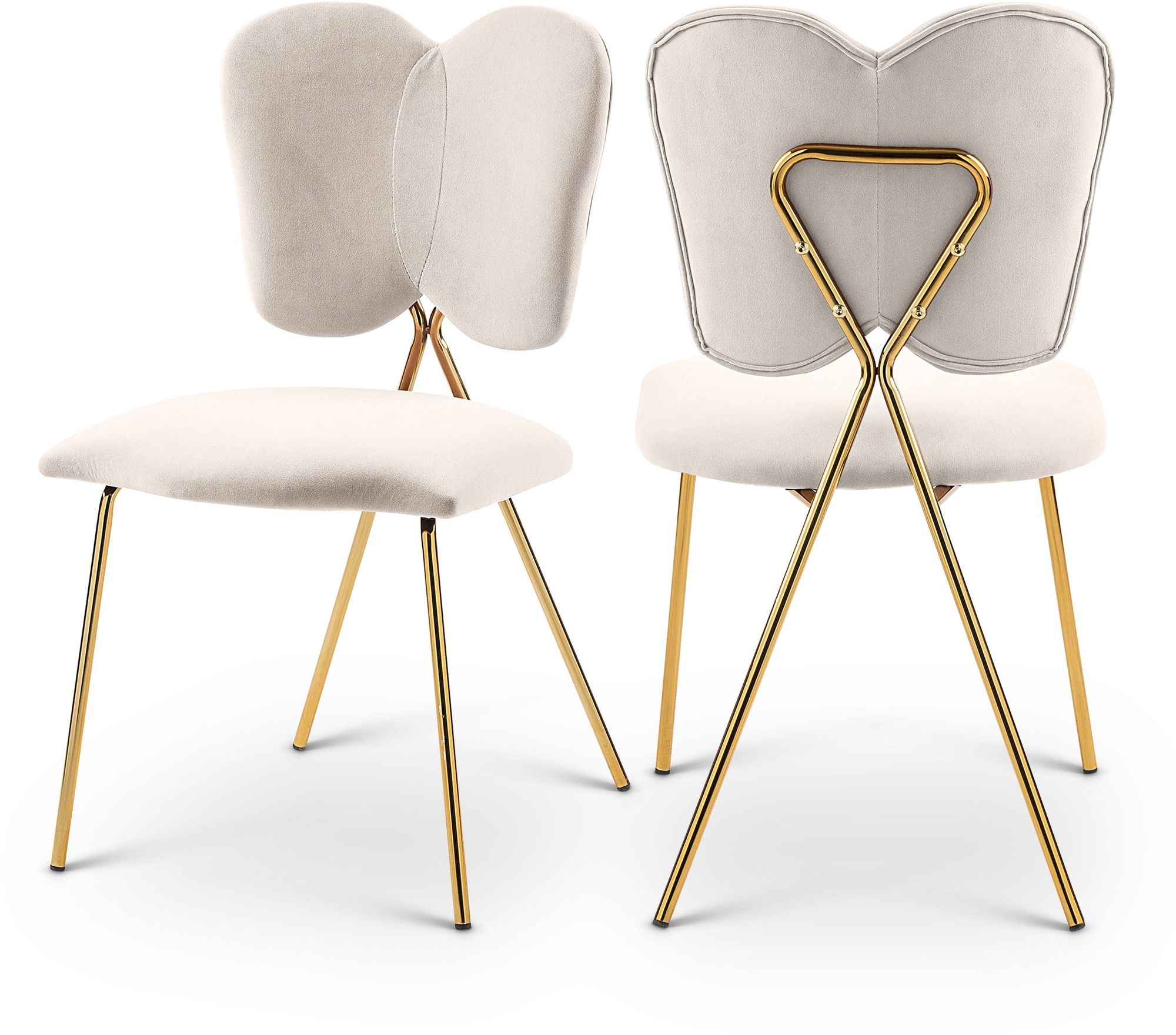 Angel Velvet Dining Chair with Gold Iron Legs