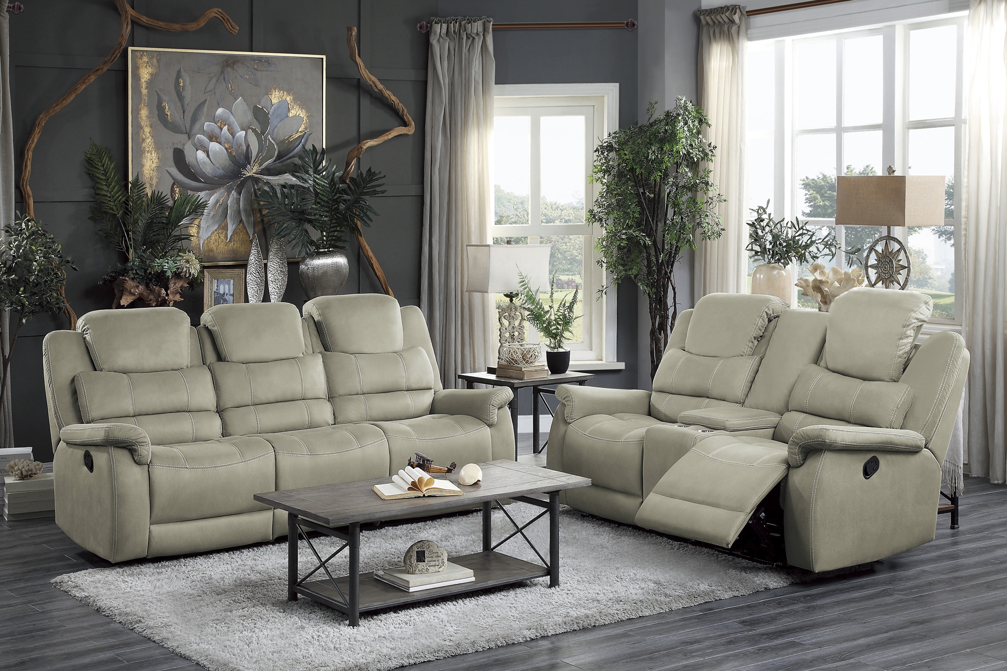 Shola Fabric Reclining Living Room Set