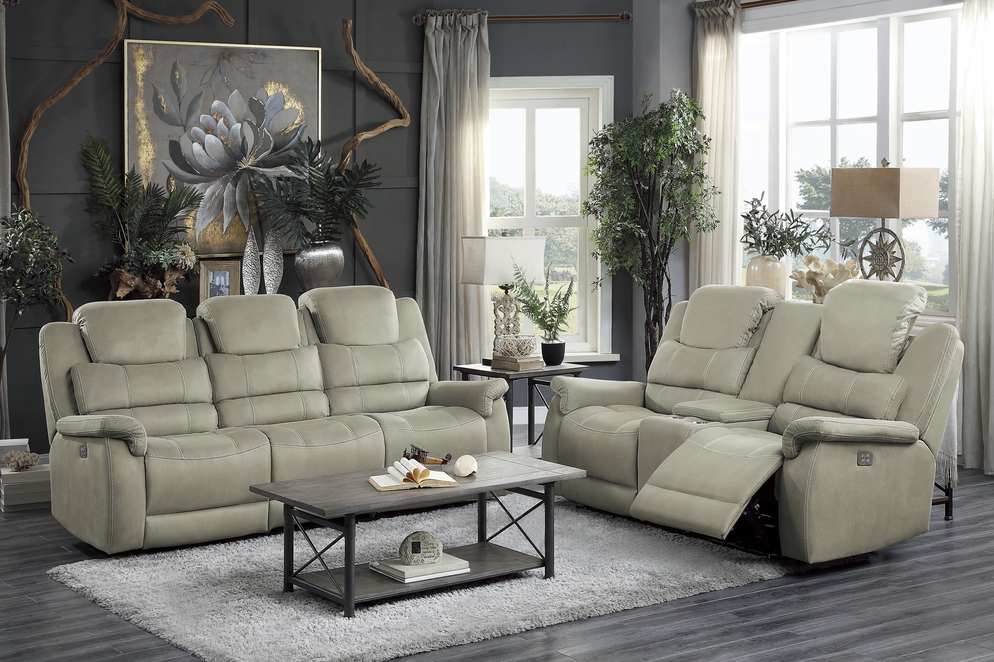 Shola Fabric Reclining Living Room Set