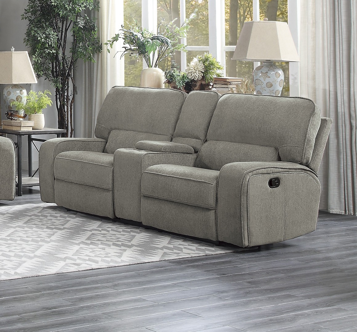 Borneo Chenille Fabric Double Reclining Loveseat