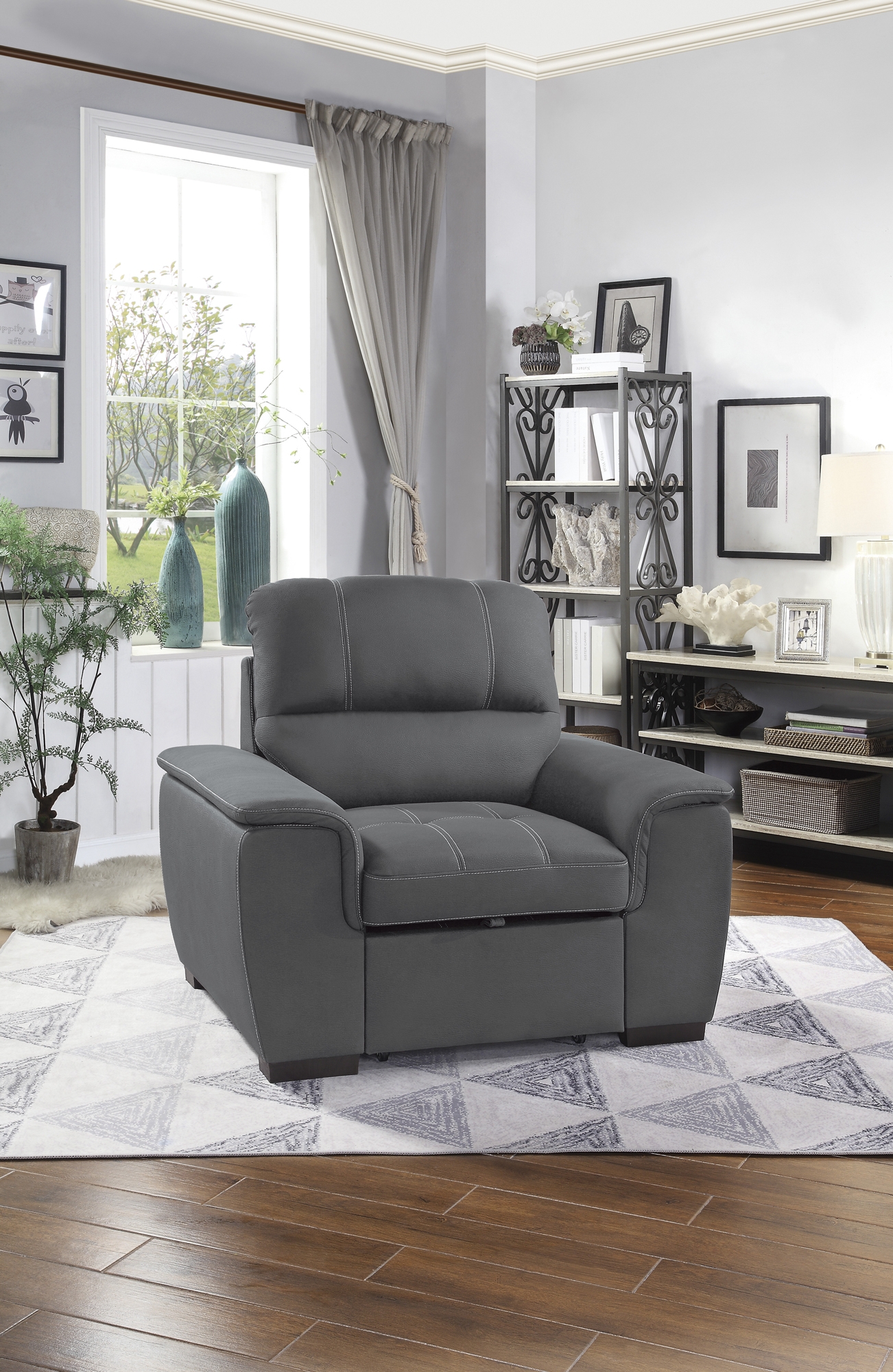Andes Microfiber Chair with Pull-out Ottoman