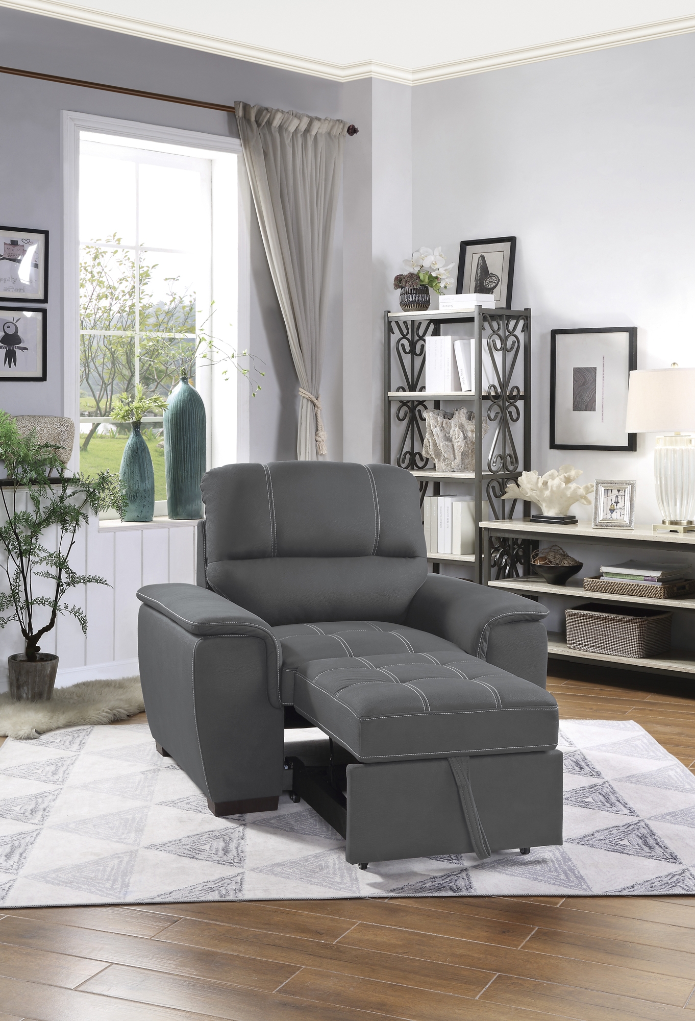 Andes Microfiber Chair with Pull-out Ottoman